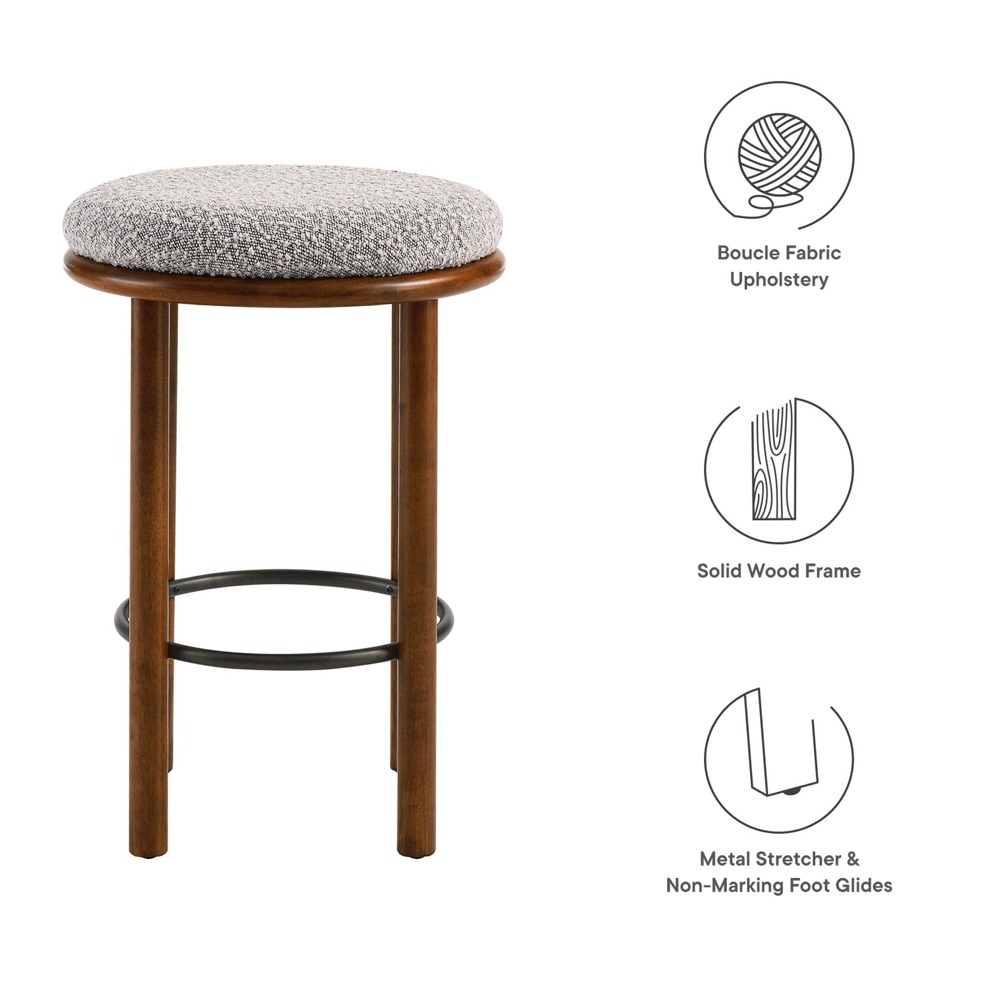 Modway Fable Boucle Fabric Counter Stools Set of 2