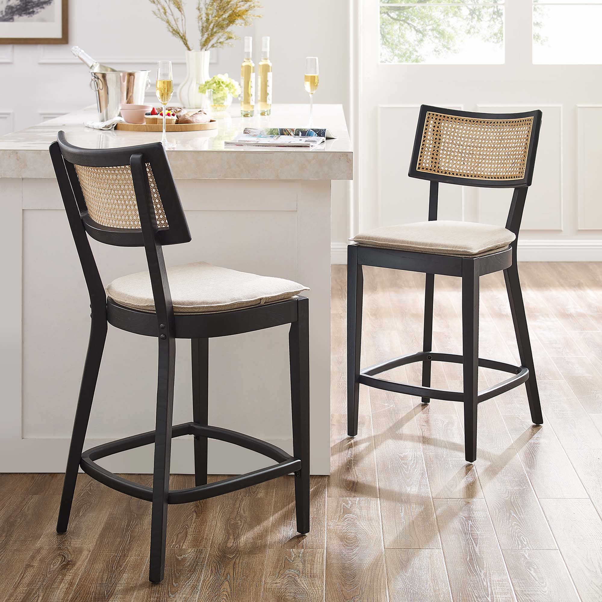 Modway Caledonia Wood Counter Stools Set of 2