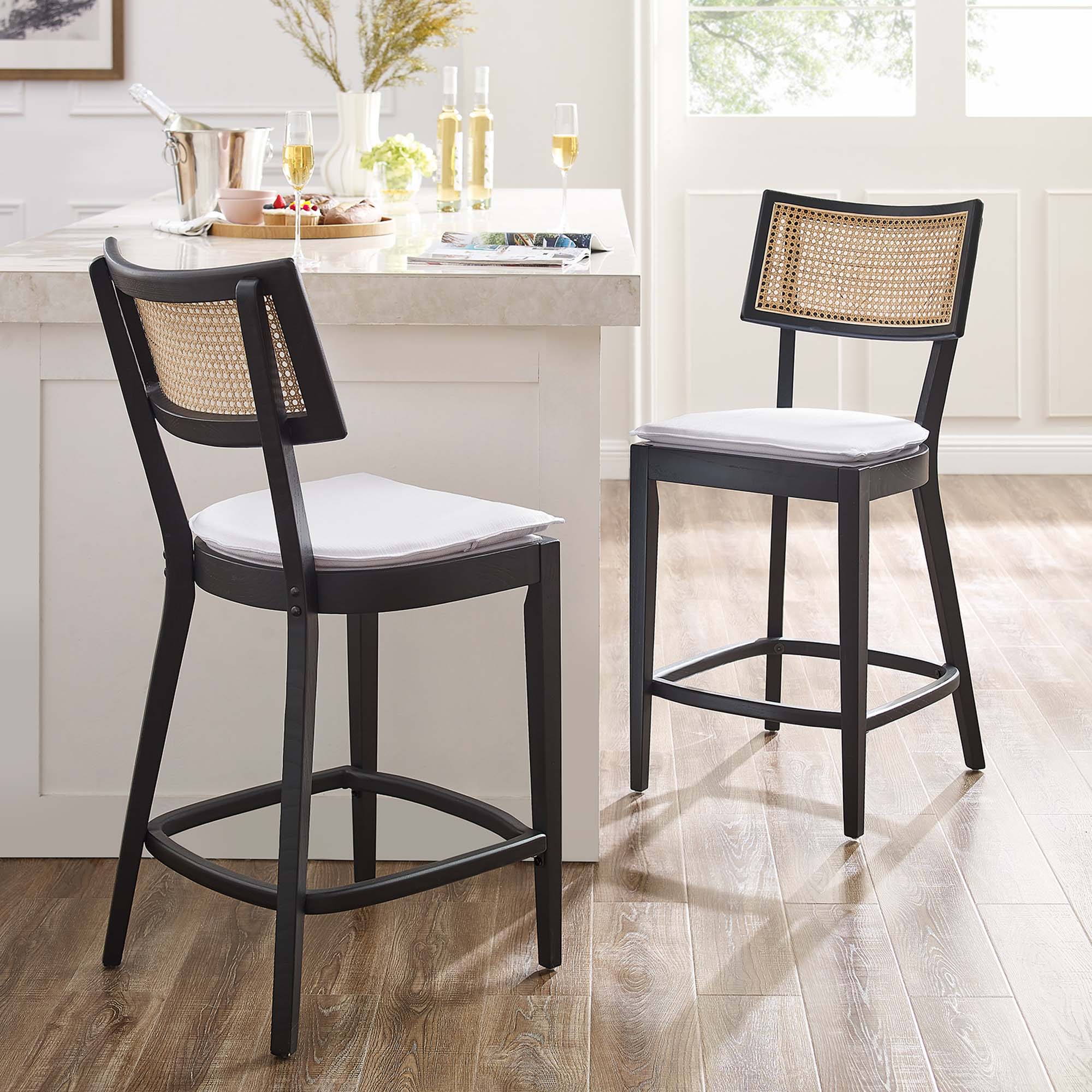 Modway Caledonia Wood Counter Stools Set of 2