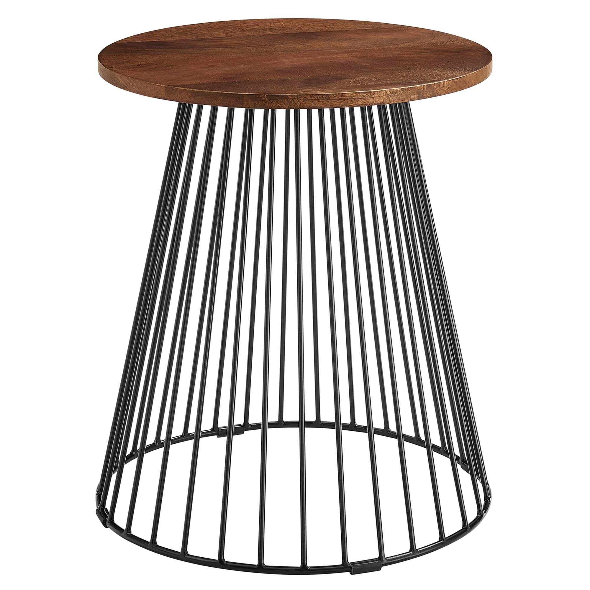 Modway Valeo Round Wood and Metal Side Table