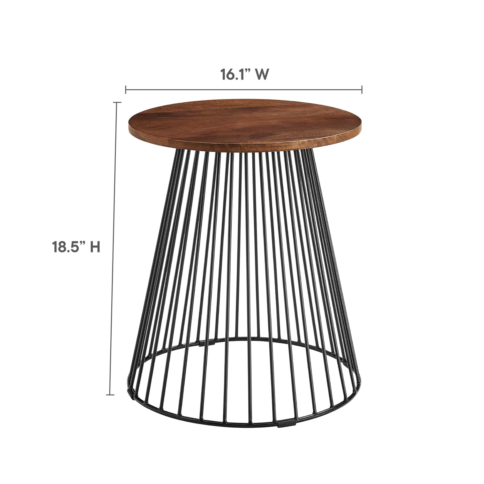 Modway Valeo Round Wood and Metal Side Table