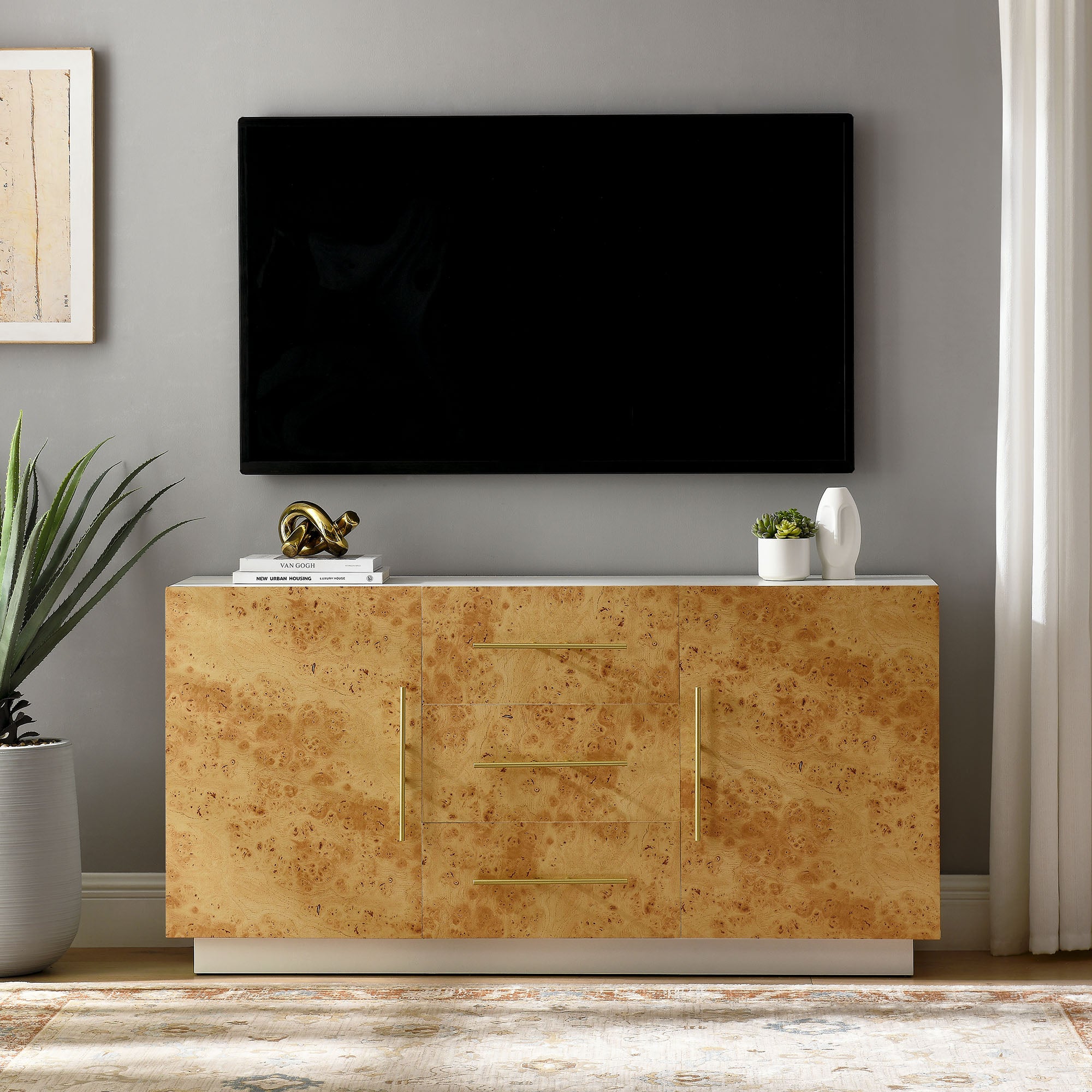 Modway Abel 59 Inch Burl Wood Sideboard Buffet TV Stand