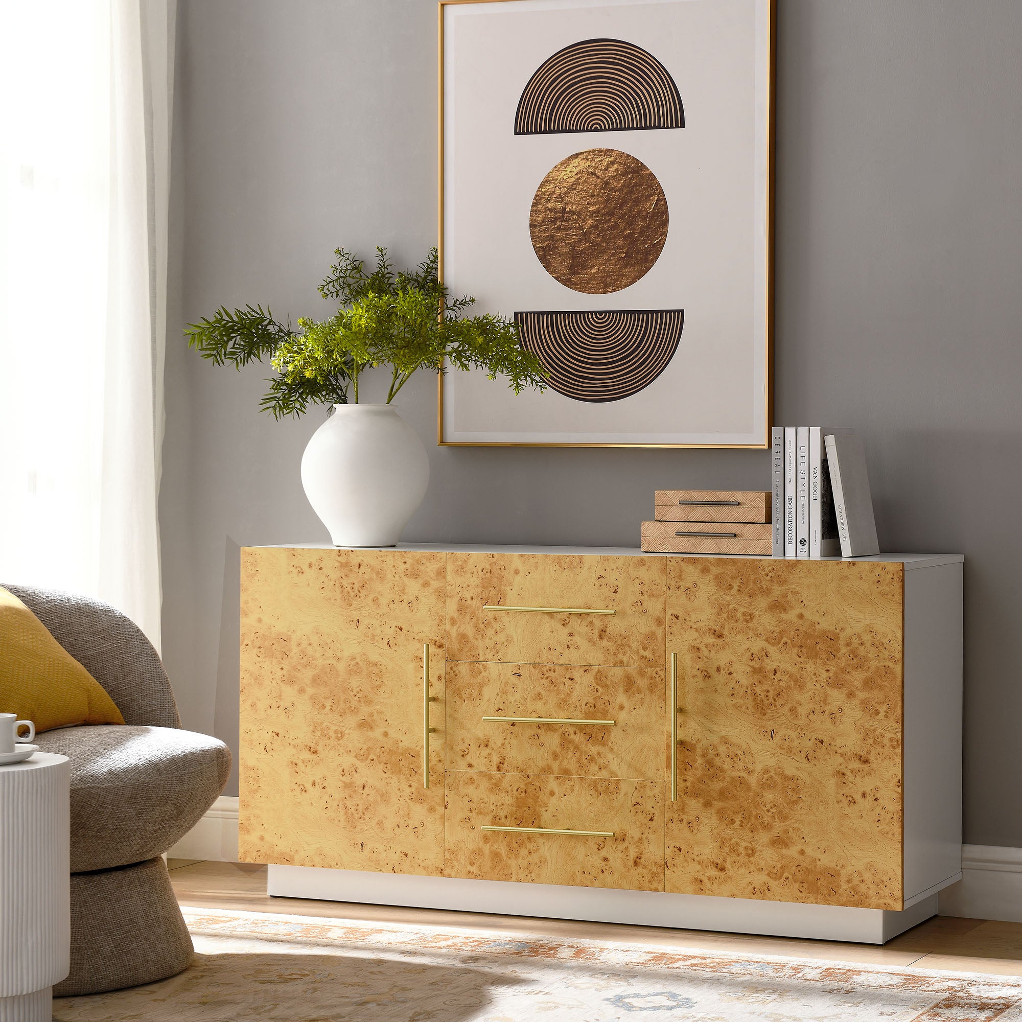 Modway Abel 59 Inch Burl Wood Sideboard Buffet TV Stand