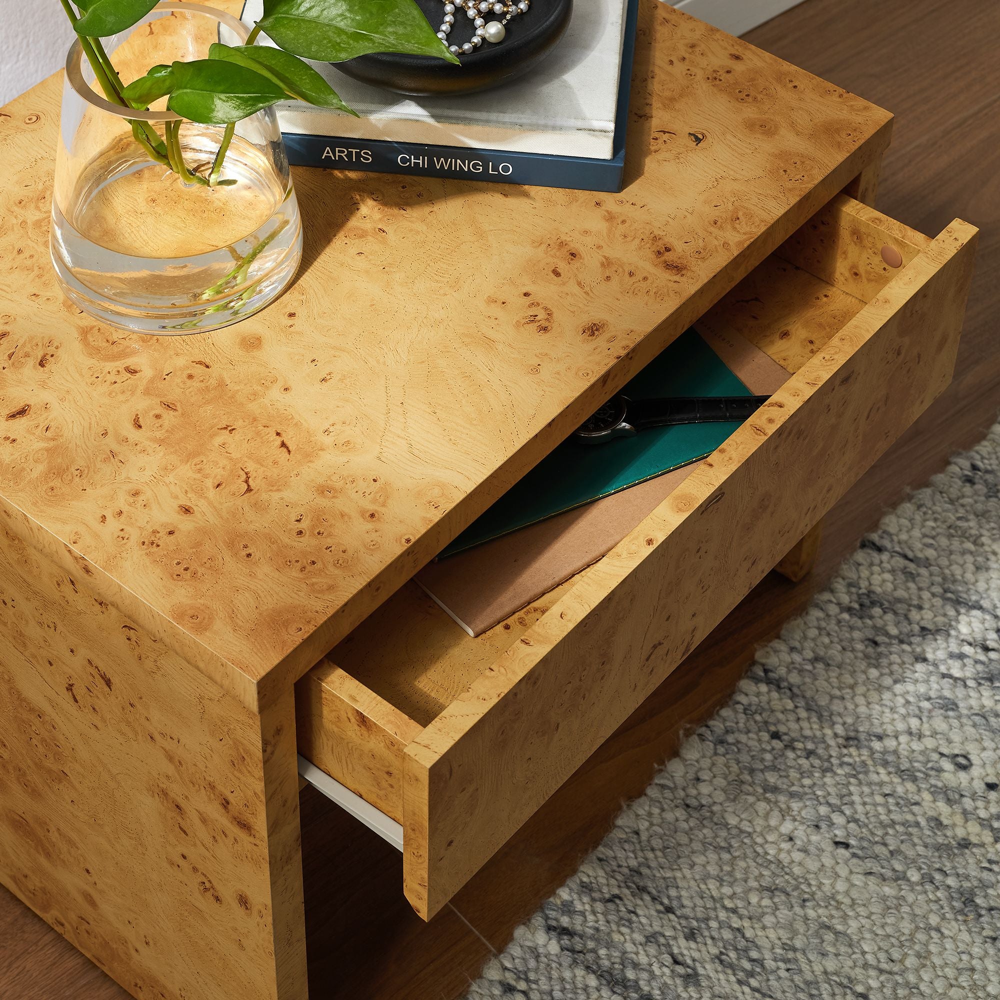 Modway Hudson 1-Drawer Burl Wood Nightstand