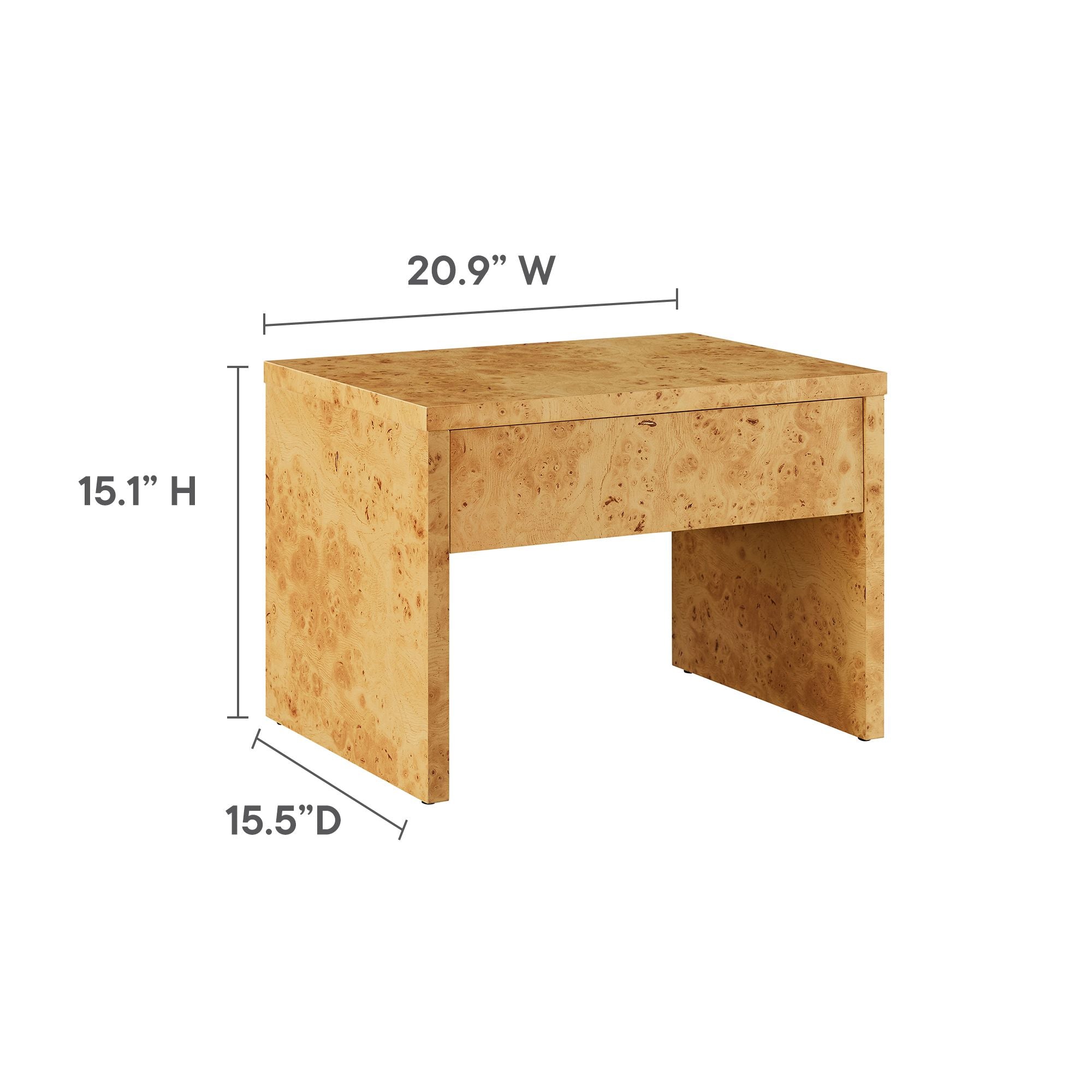 Modway Hudson 1-Drawer Burl Wood Nightstand