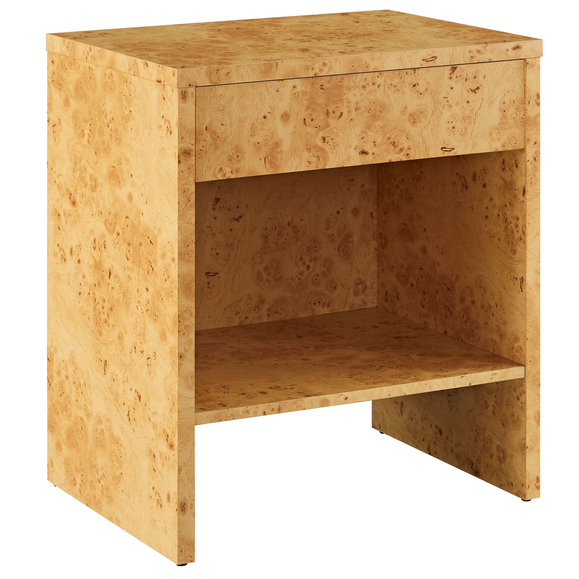 Modway Hudson 1-Drawer Burl Wood Nightstand With Shelf