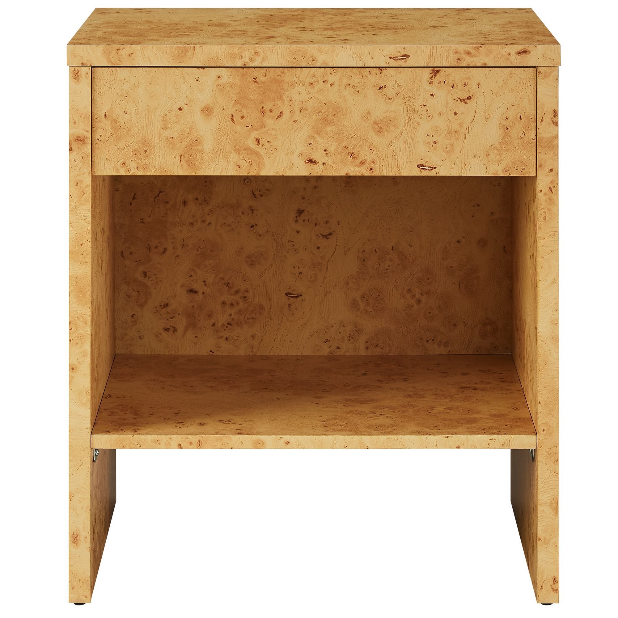 Modway Hudson 1-Drawer Burl Wood Nightstand With Shelf