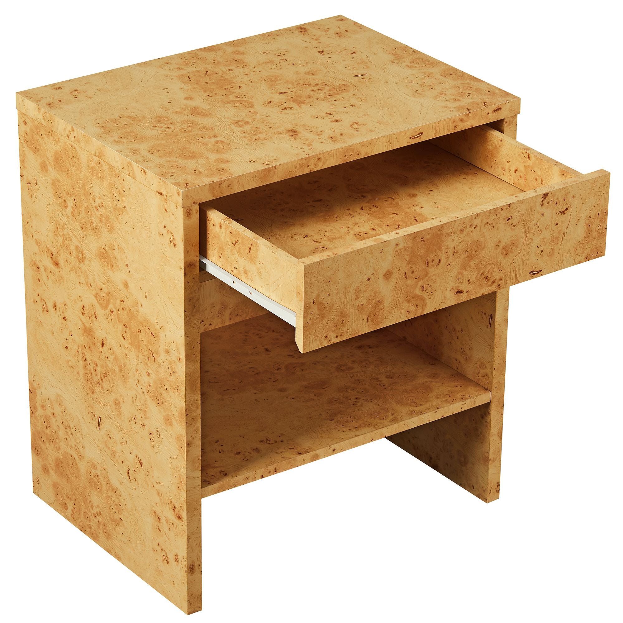 Modway Hudson 1-Drawer Burl Wood Nightstand With Shelf