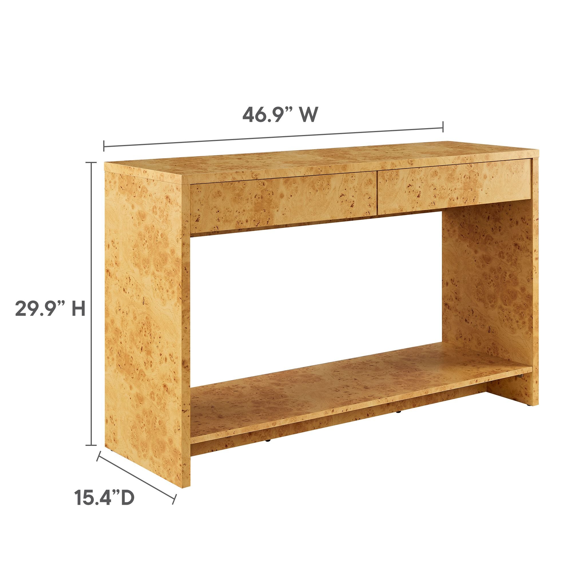 Modway Hudson 2-Drawer Burl Wood Console Table