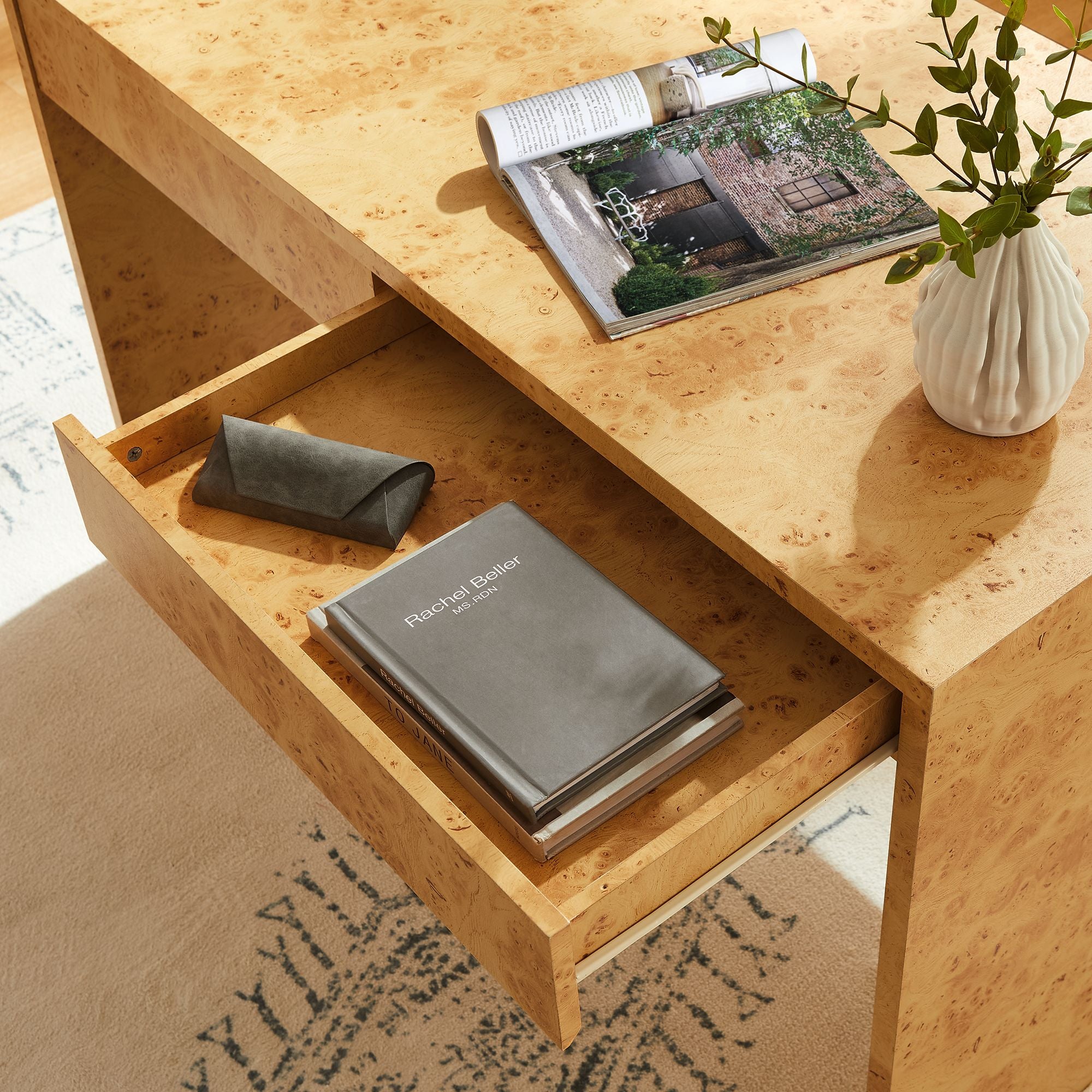 Modway Hudson 2-Drawer Burl Wood Desk