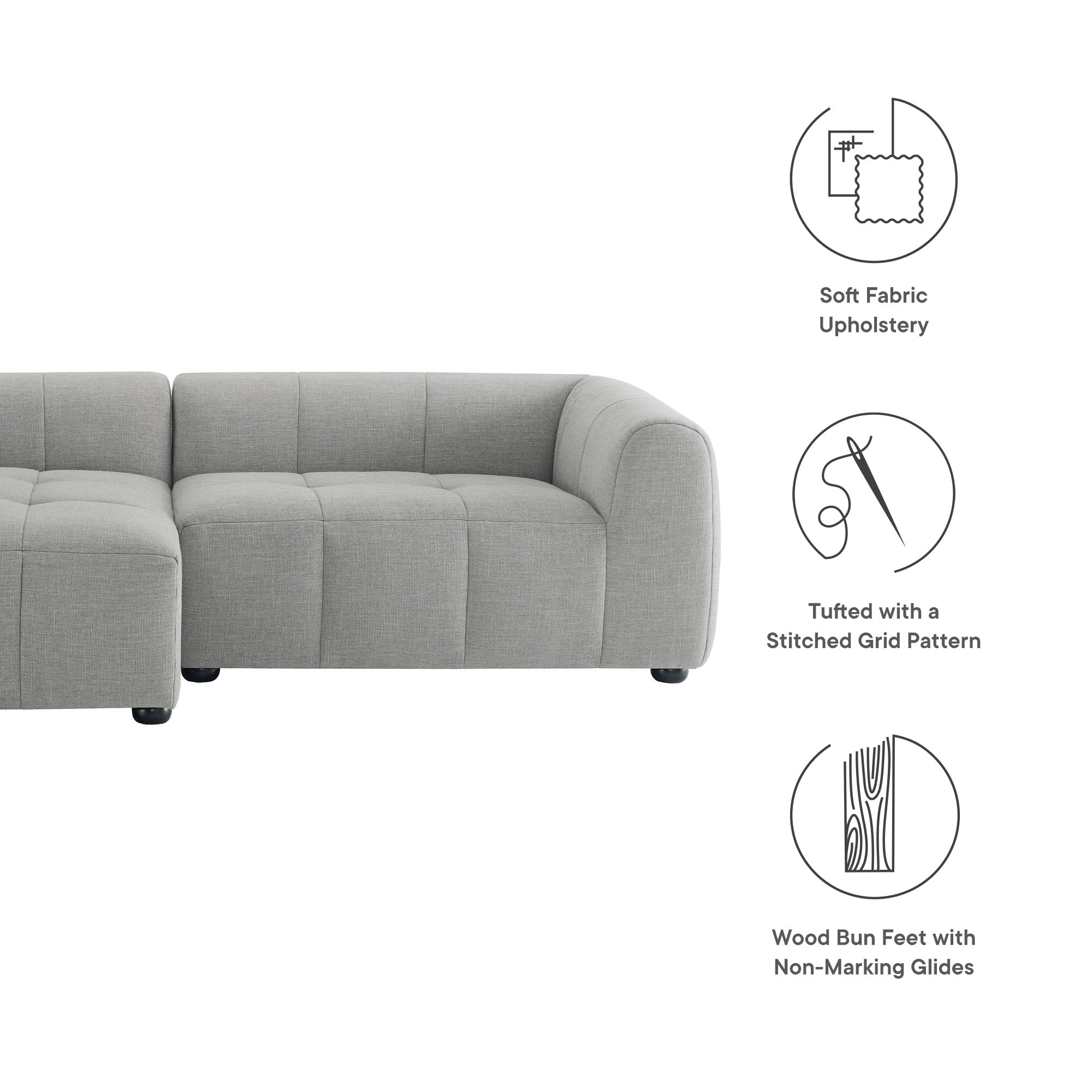 Modway Liana Left-Facing Upholstered Fabric Modular Sofa with Chaise