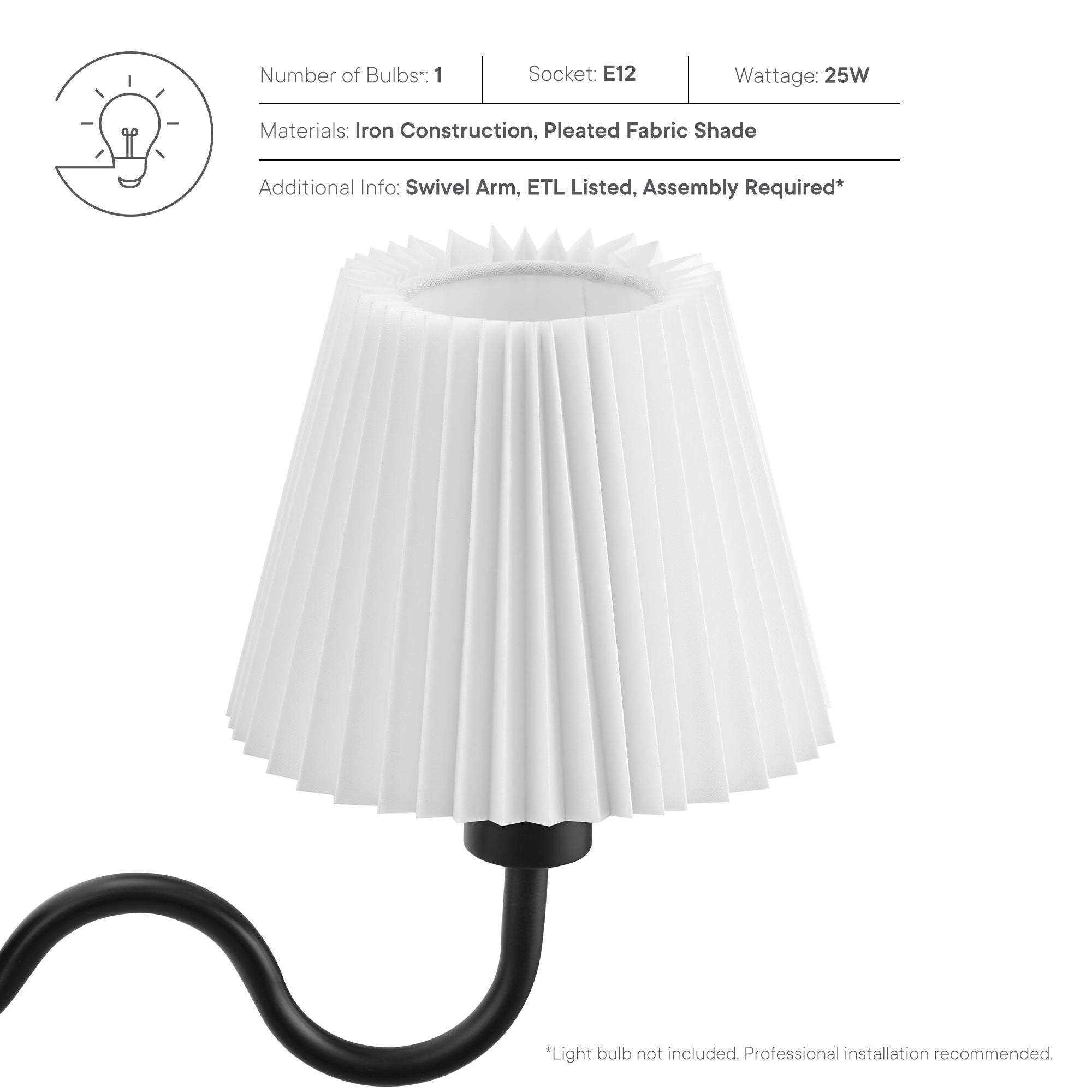 Modway Wave Squiggle Arm Wall Sconce