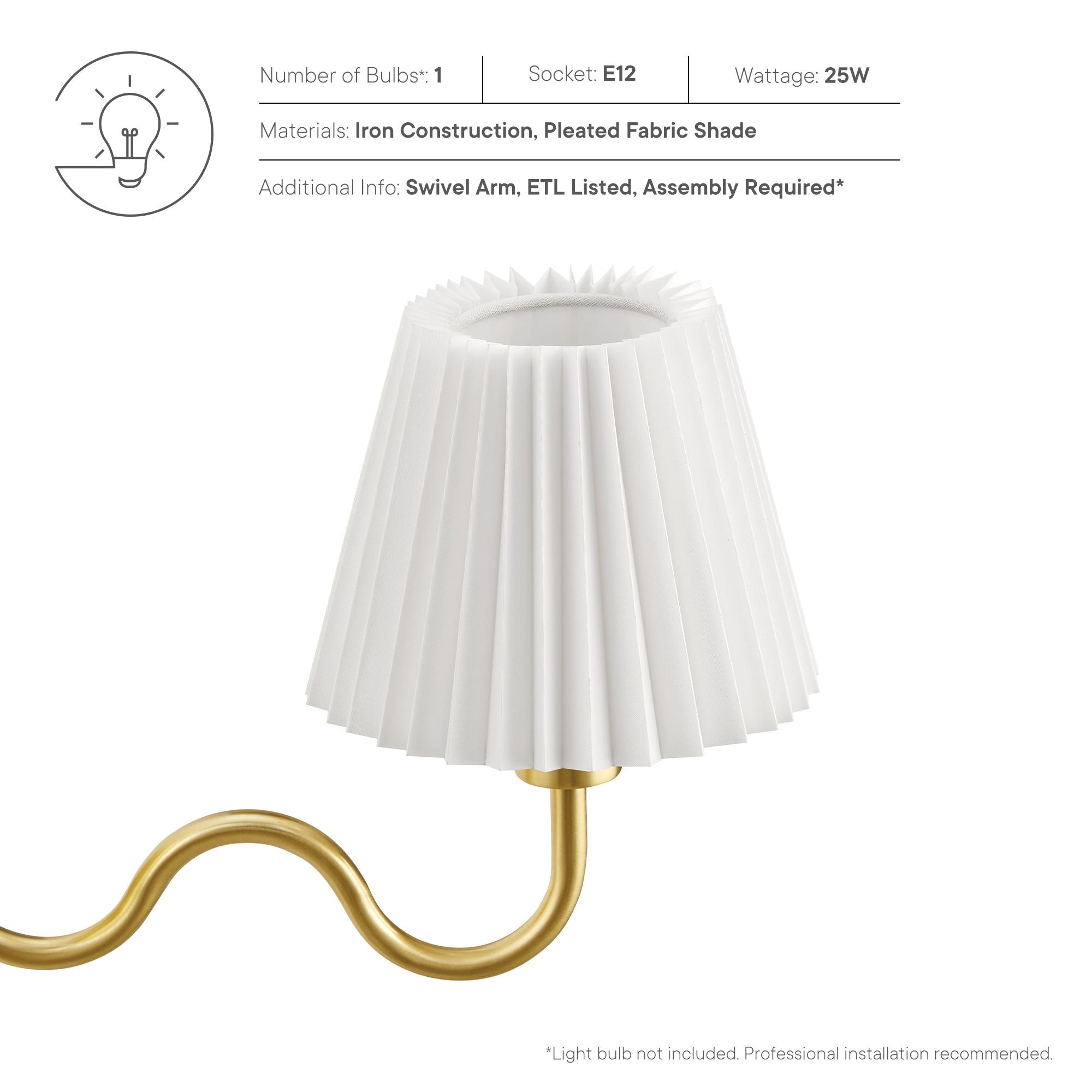 Modway Wave Squiggle Arm Wall Sconce