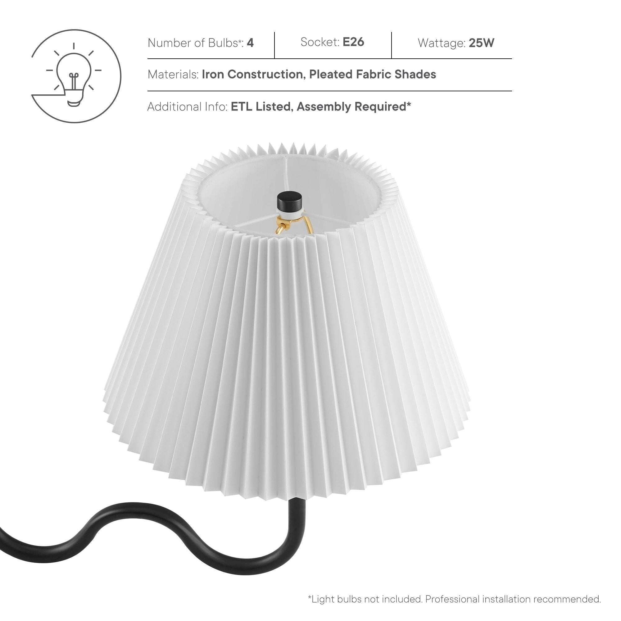 Modway Wave Squiggle 4-Arm Pendant Light
