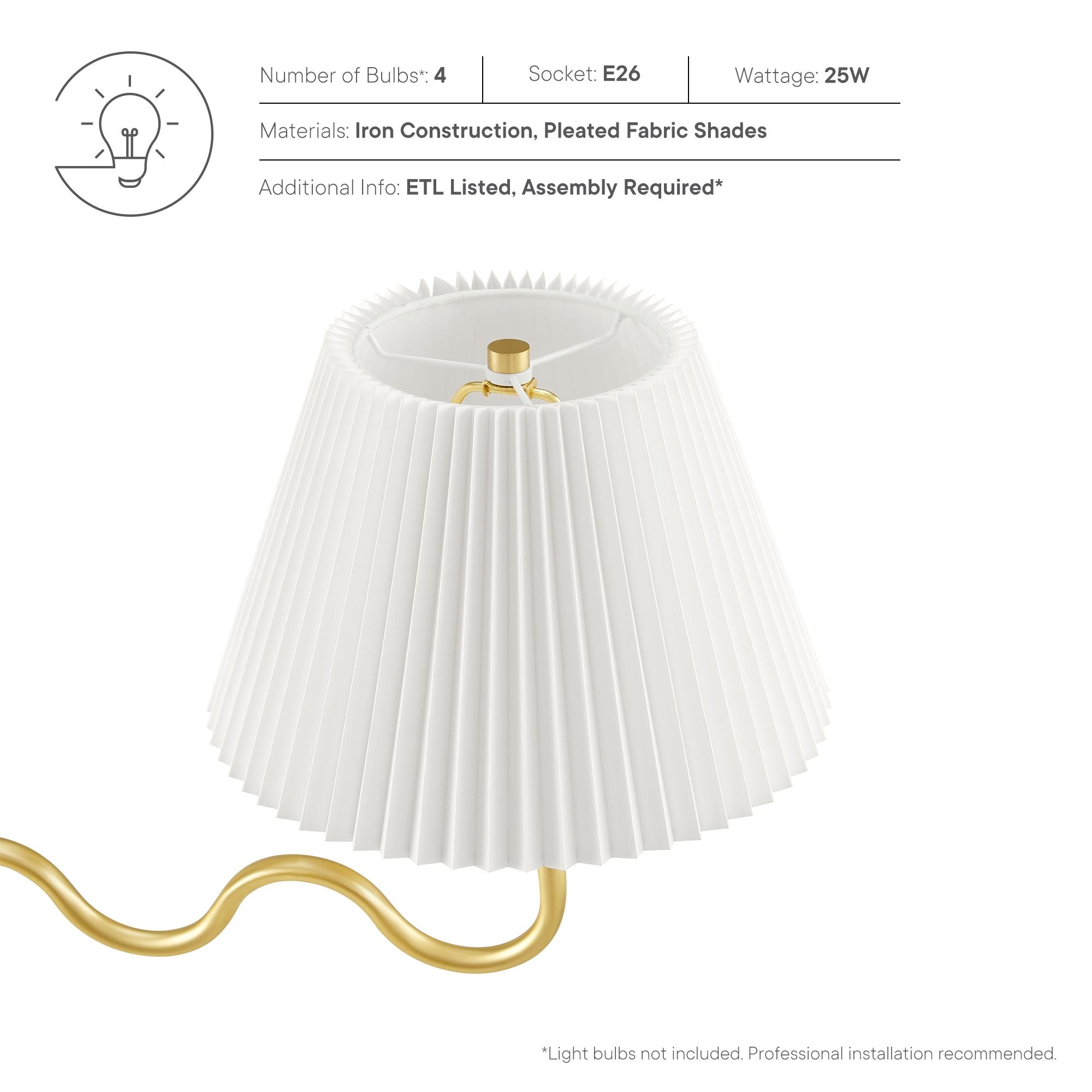 Modway Wave Squiggle 4-Arm Pendant Light