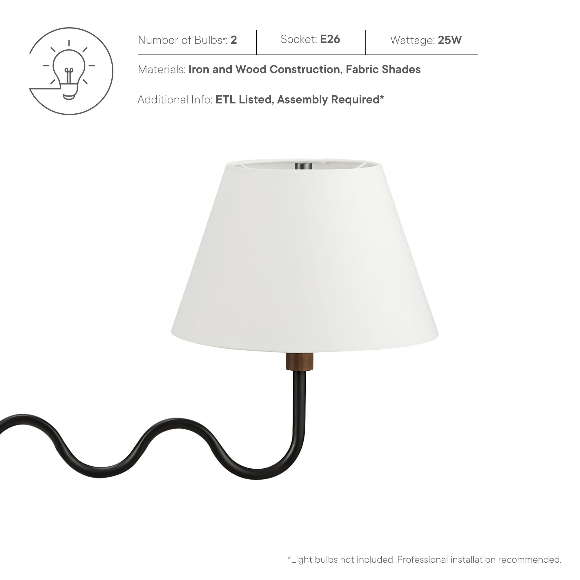 Modway Sunlit Squiggle 2-Arm Pendant Light