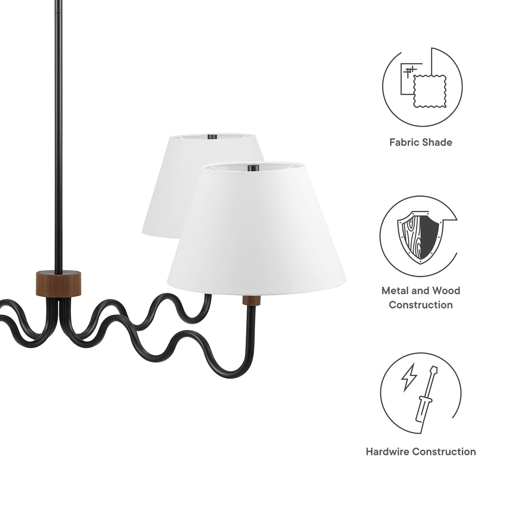 Modway Sunlit Squiggle 4-Arm Pendant Light