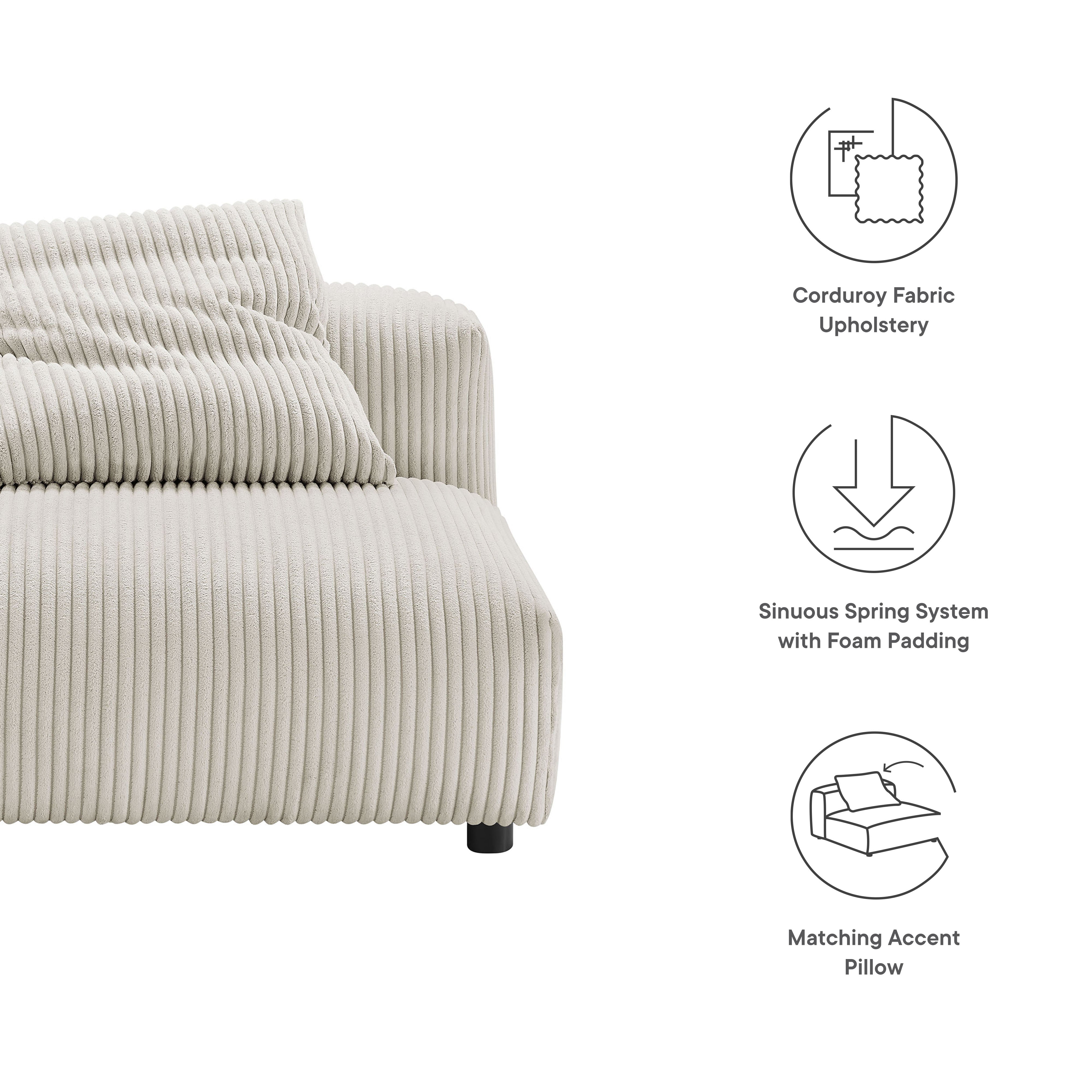 Modway Solace Modular Corduroy Upholstered Armless Chair