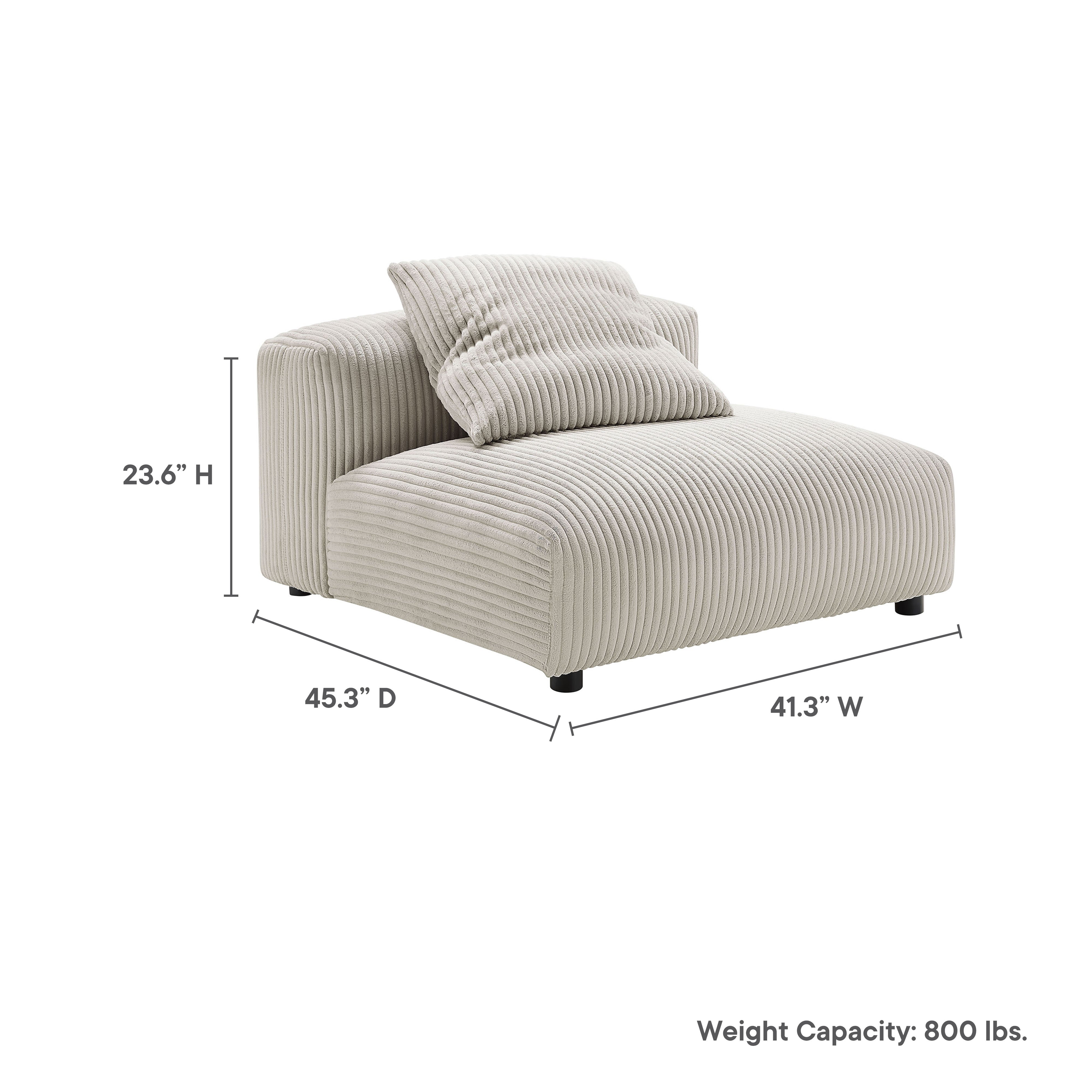 Modway Solace Modular Corduroy Upholstered Armless Chair
