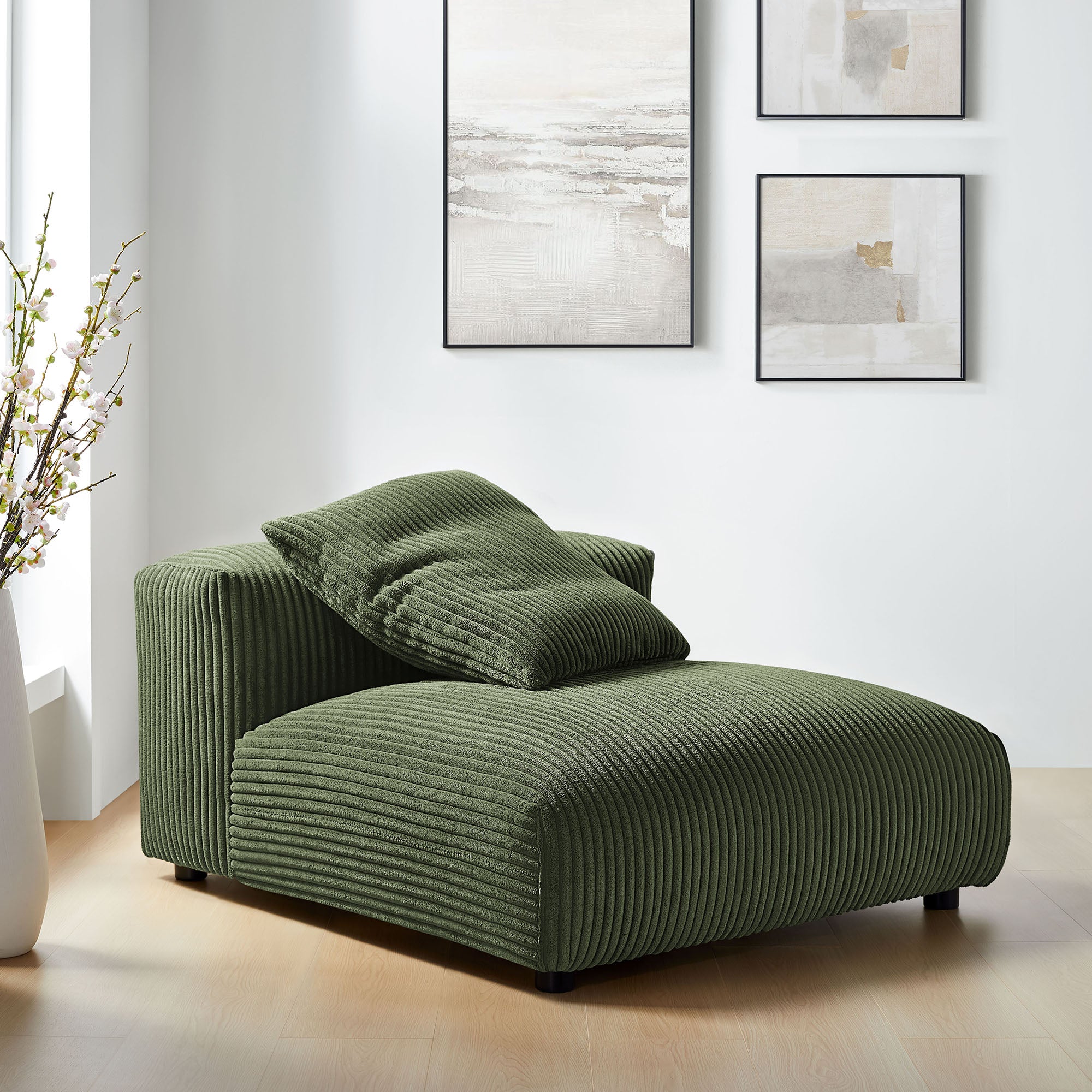 Modway Solace Modular Corduroy Upholstered Armless Chair