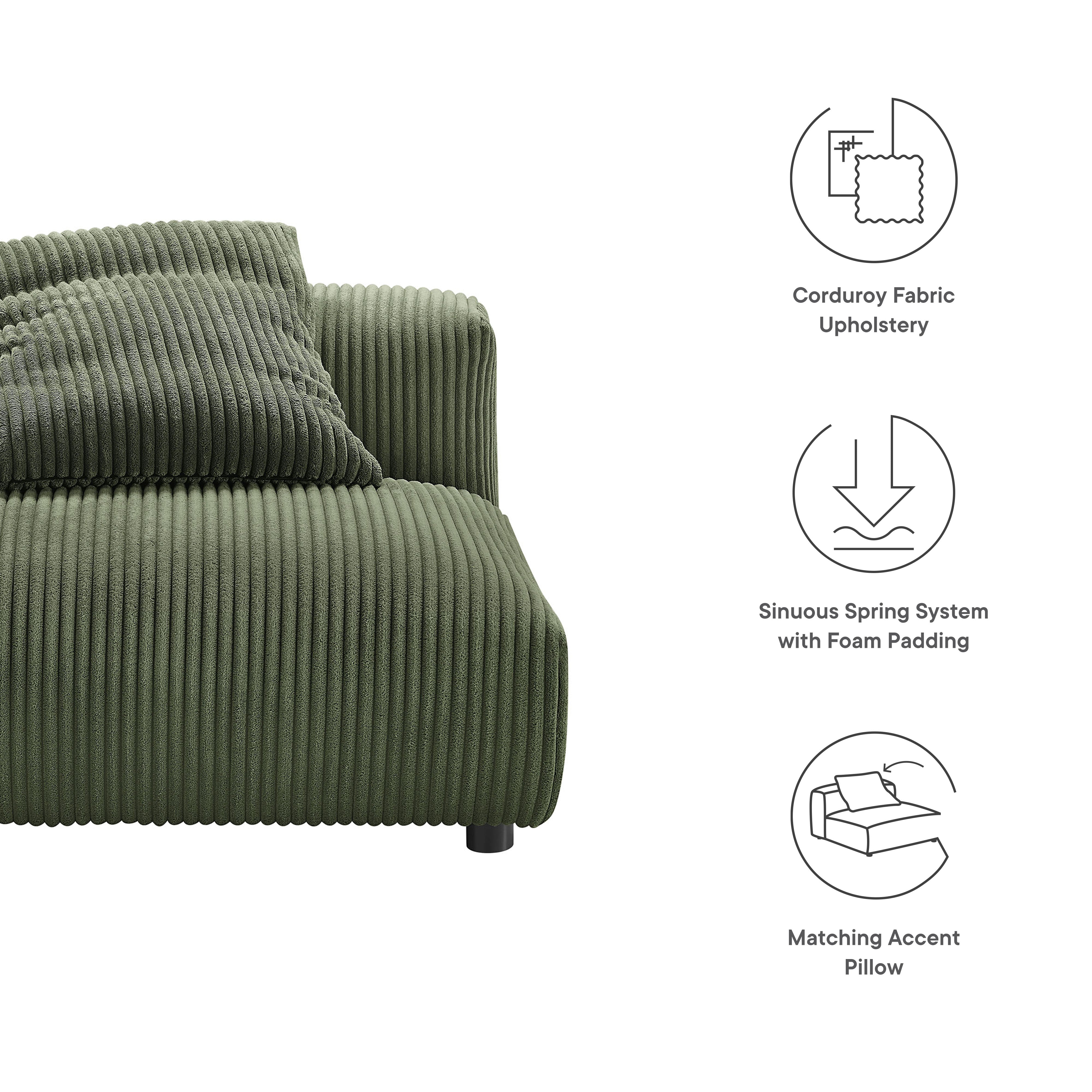 Modway Solace Modular Corduroy Upholstered Armless Chair