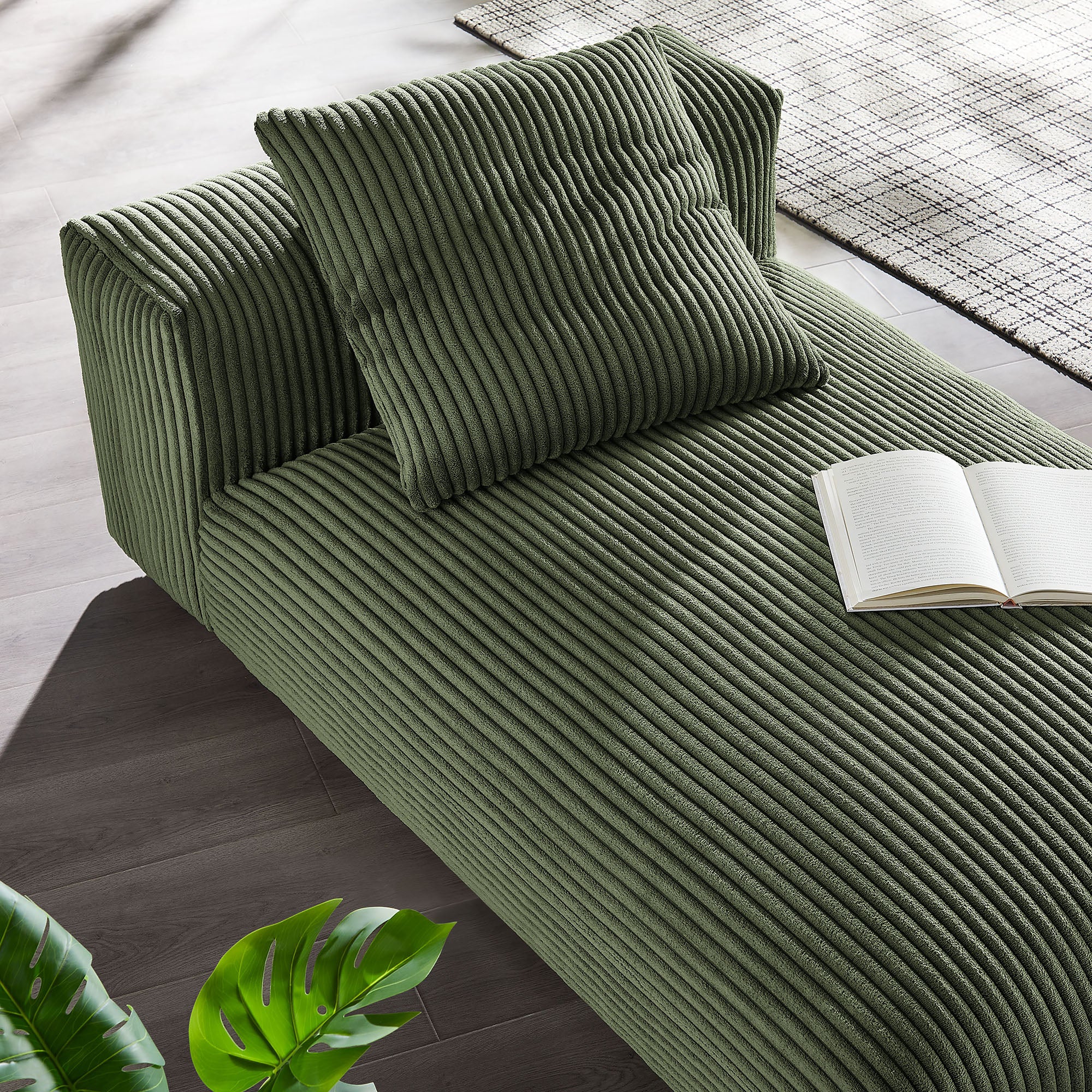 Modway Solace Modular Corduroy Upholstered Armless Chaise Lounge