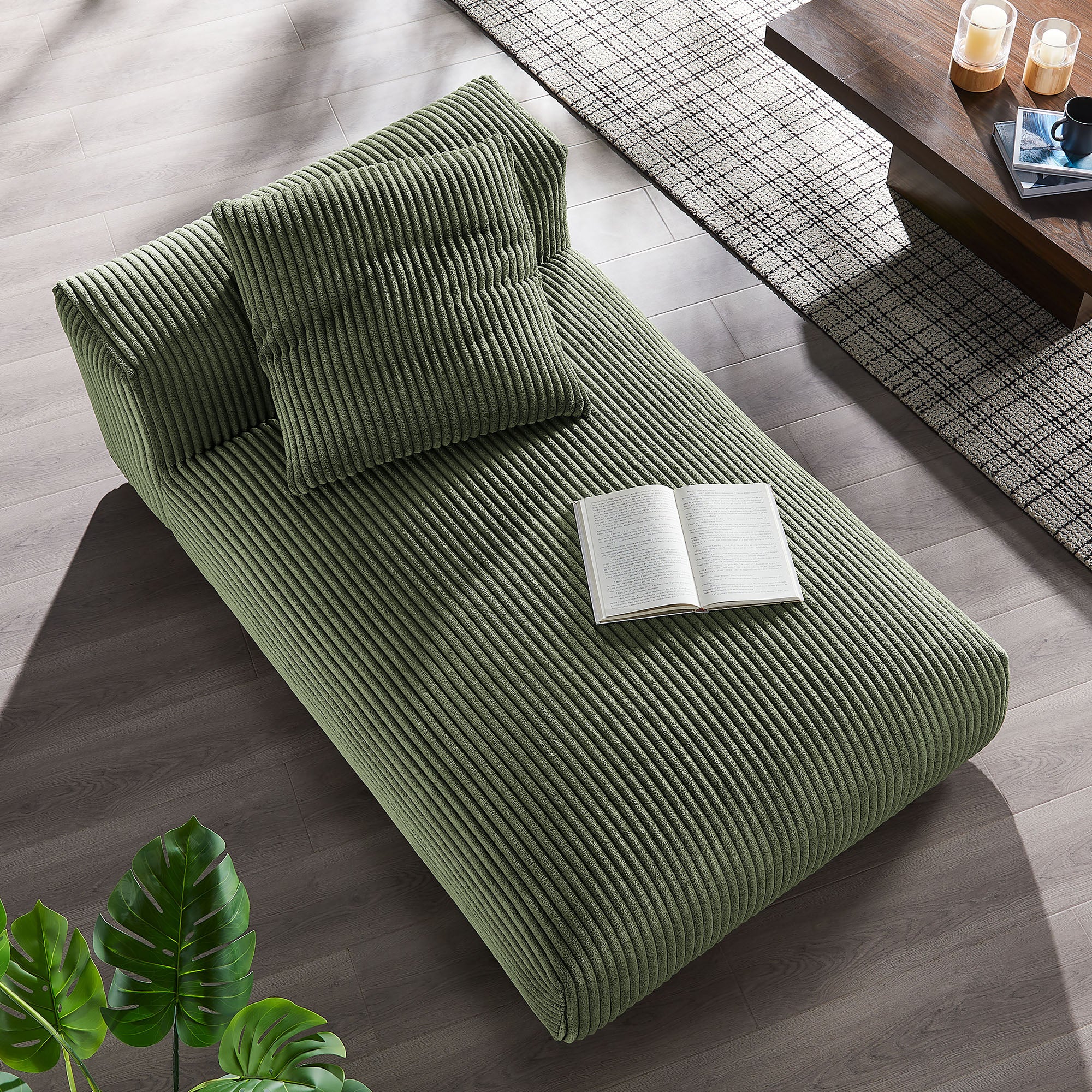 Modway Solace Modular Corduroy Upholstered Armless Chaise Lounge