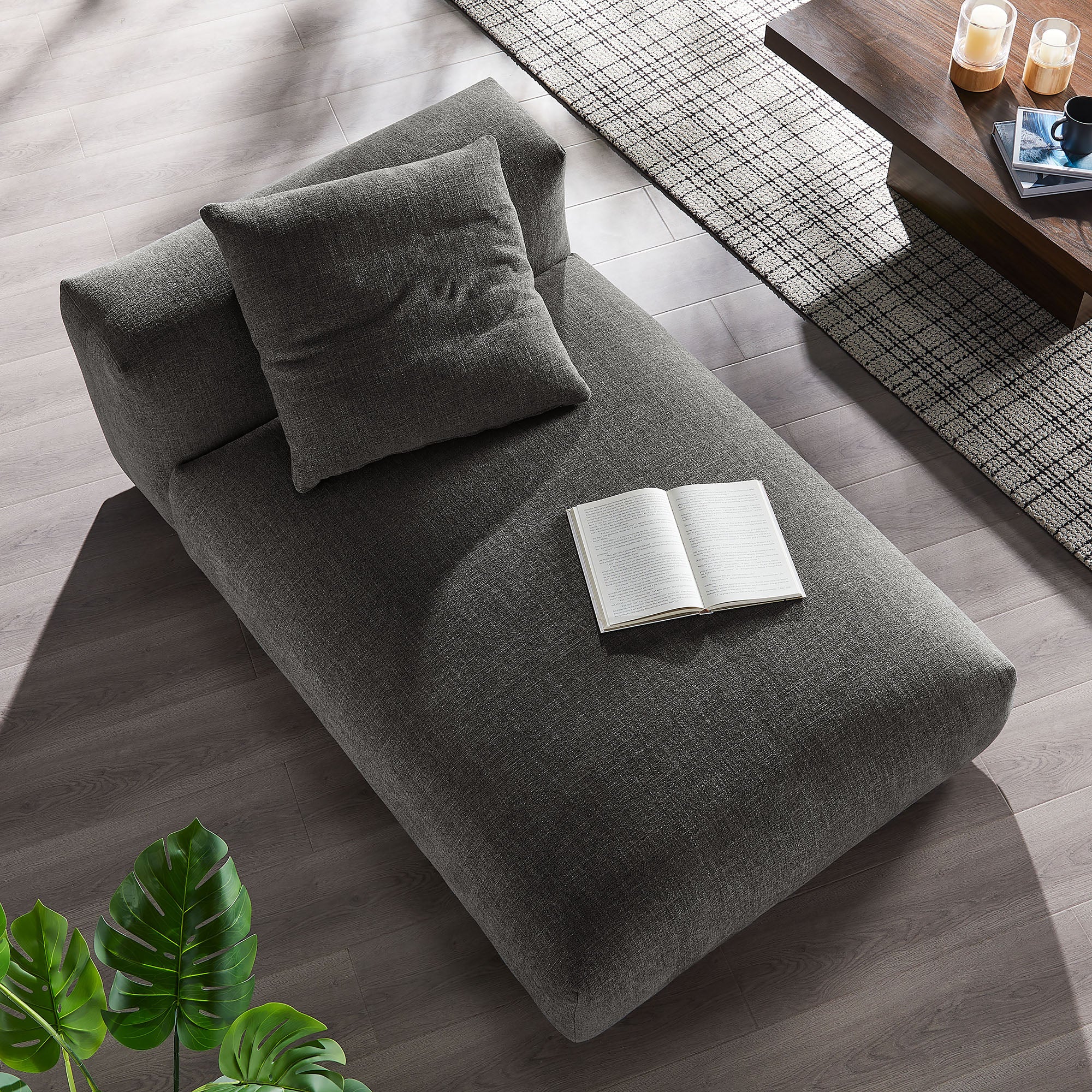 Modway Solace Modular Upholstered Fabric Armless Chaise Lounge