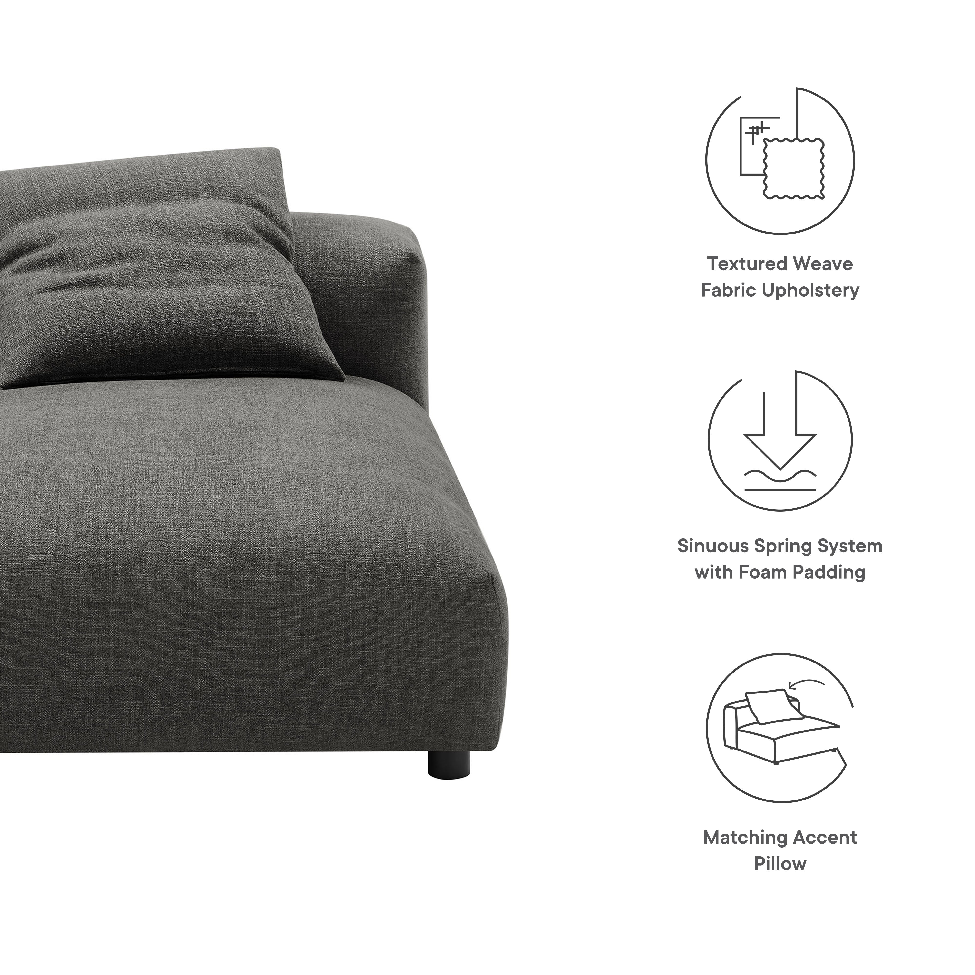 Modway Solace Modular Upholstered Fabric Armless Chaise Lounge