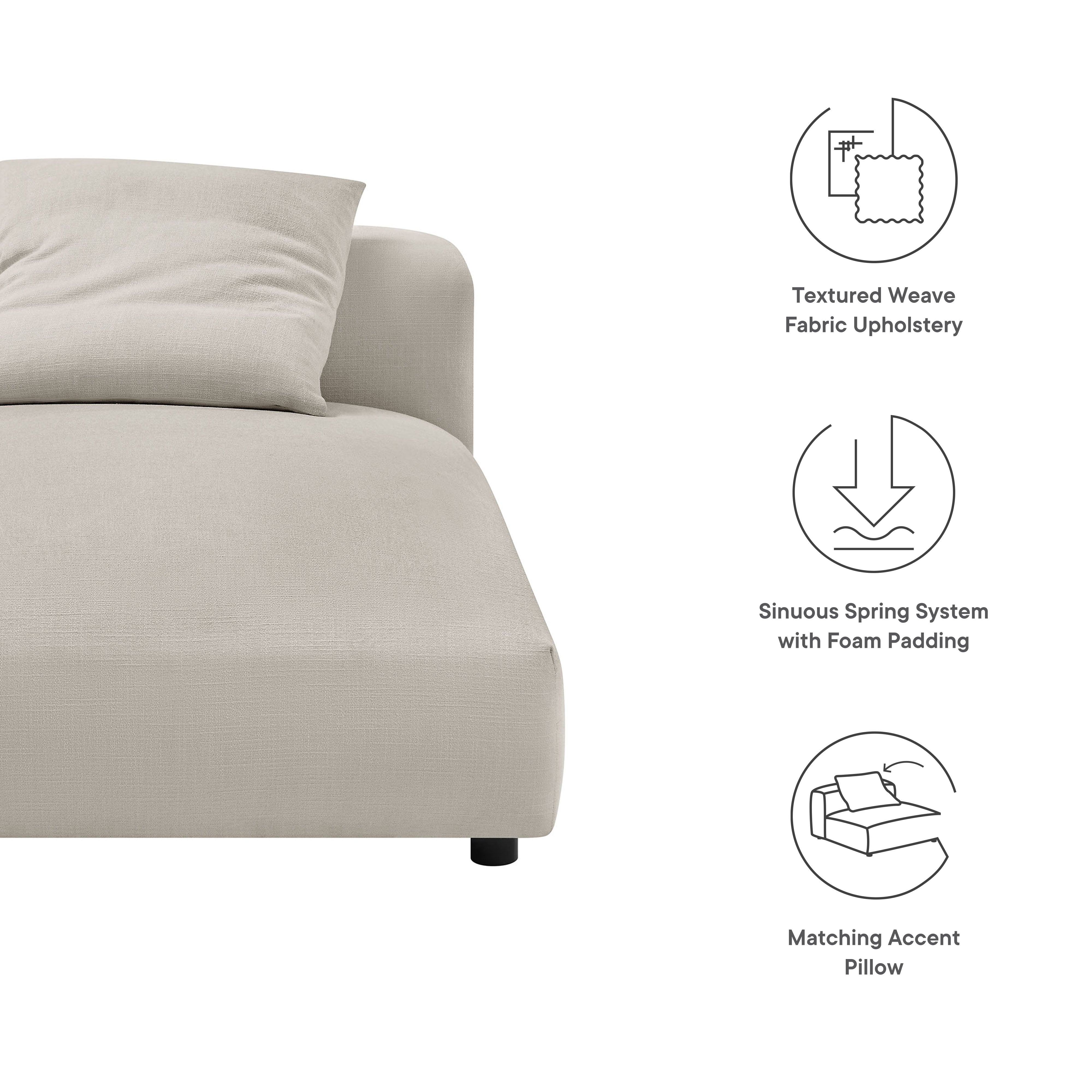 Modway Solace Modular Upholstered Fabric Armless Chaise Lounge
