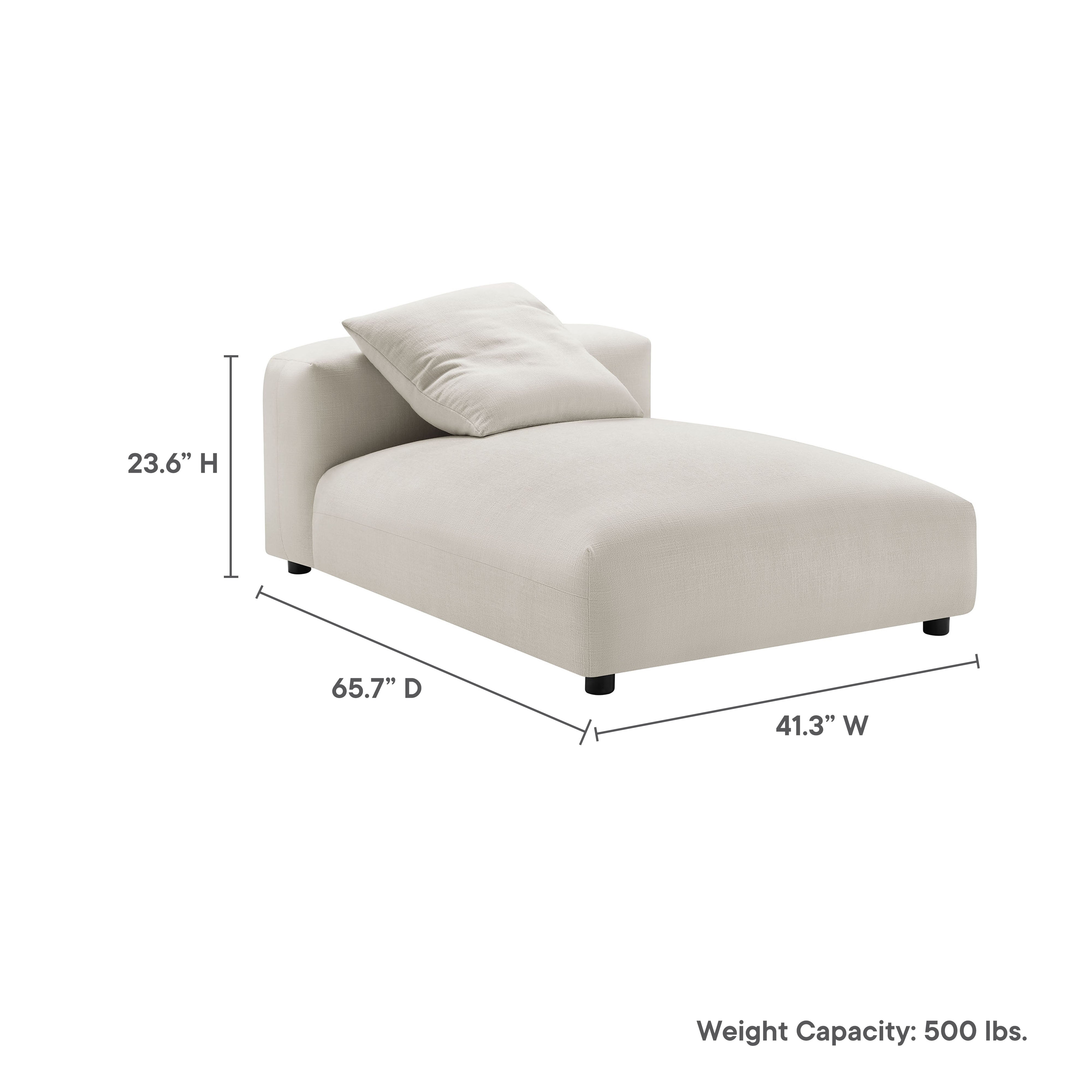 Modway Solace Modular Upholstered Fabric Armless Chaise Lounge