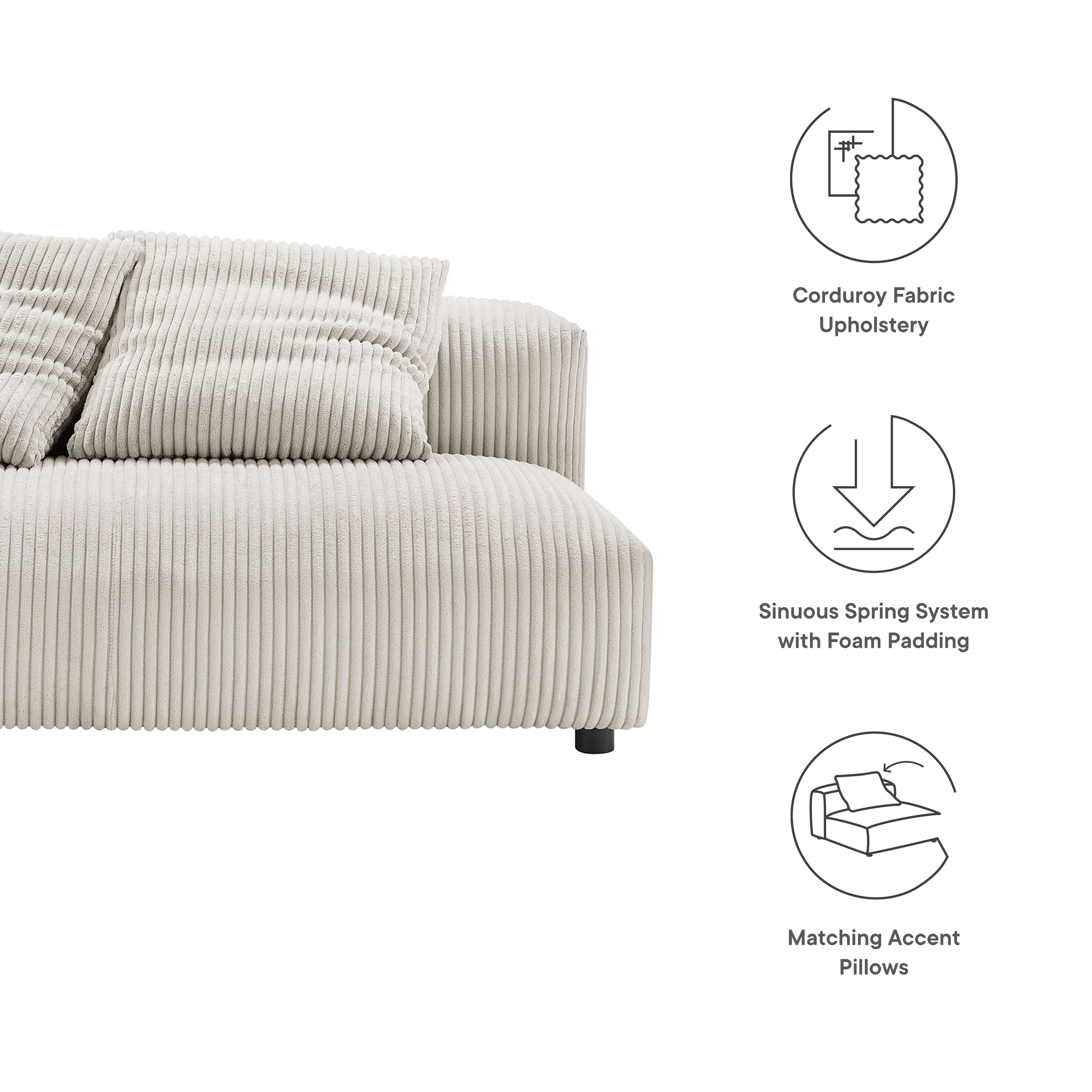 Modway Solace Modular Corduroy Upholstered Armless Loveseat