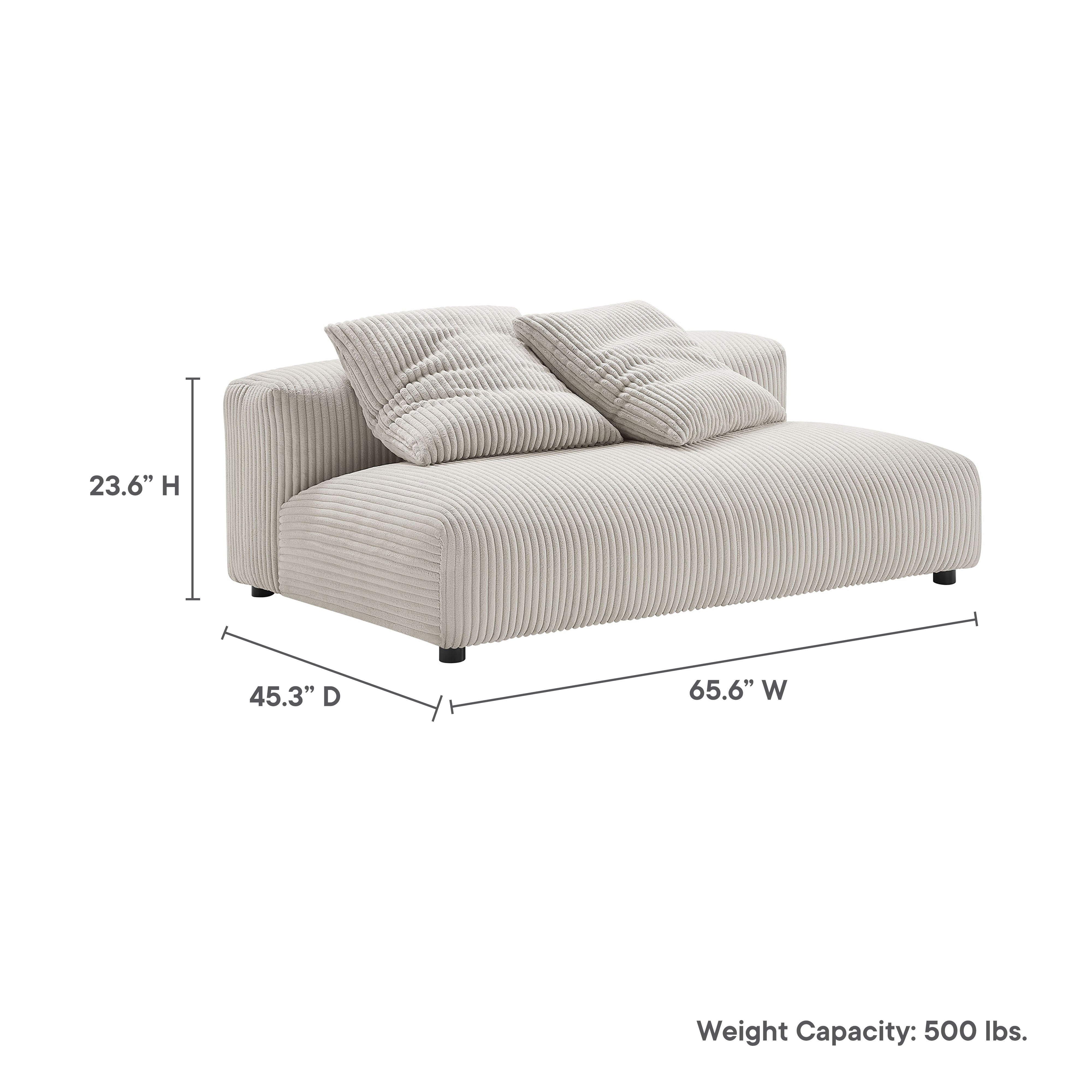 Modway Solace Modular Corduroy Upholstered Armless Loveseat