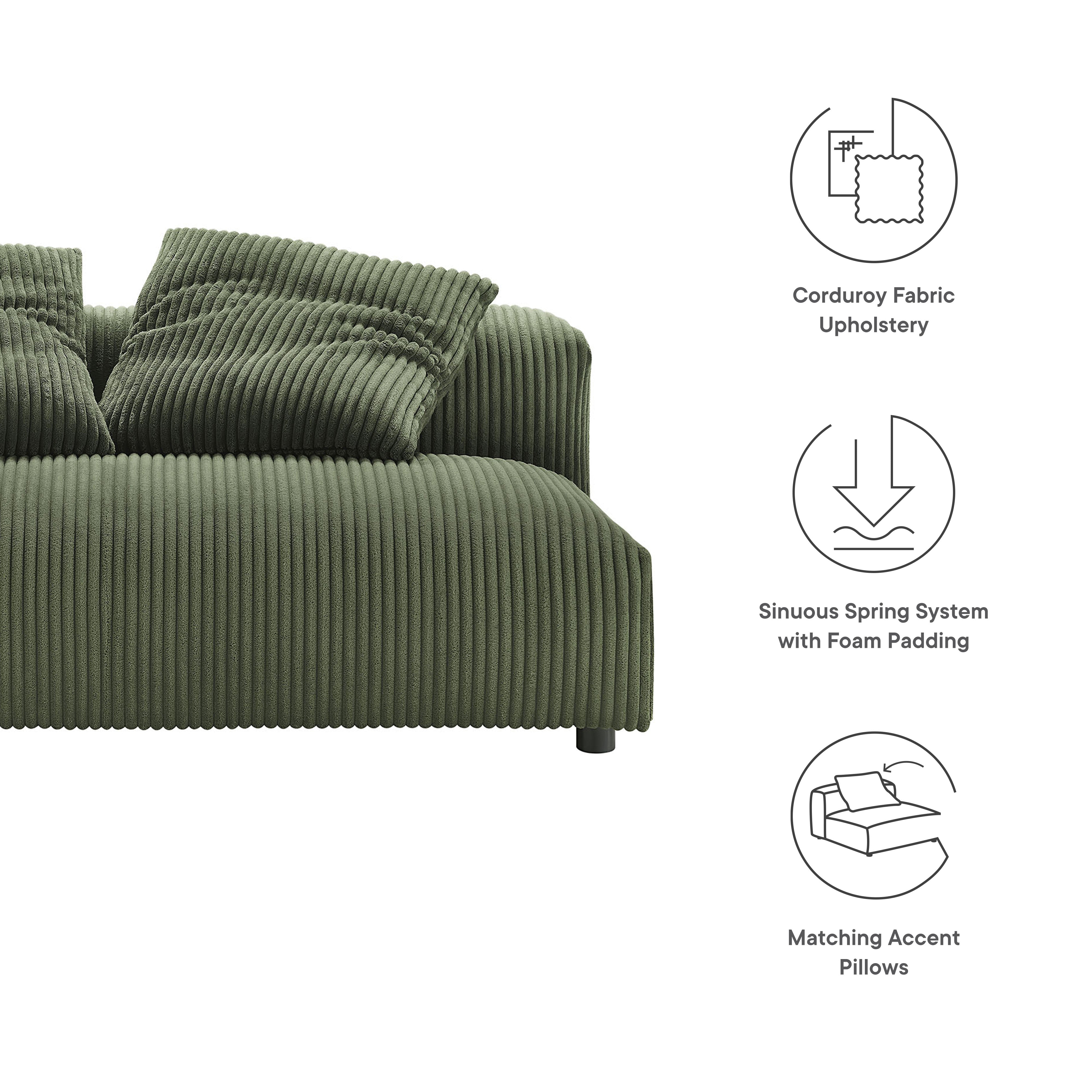 Modway Solace Modular Corduroy Upholstered Armless Loveseat
