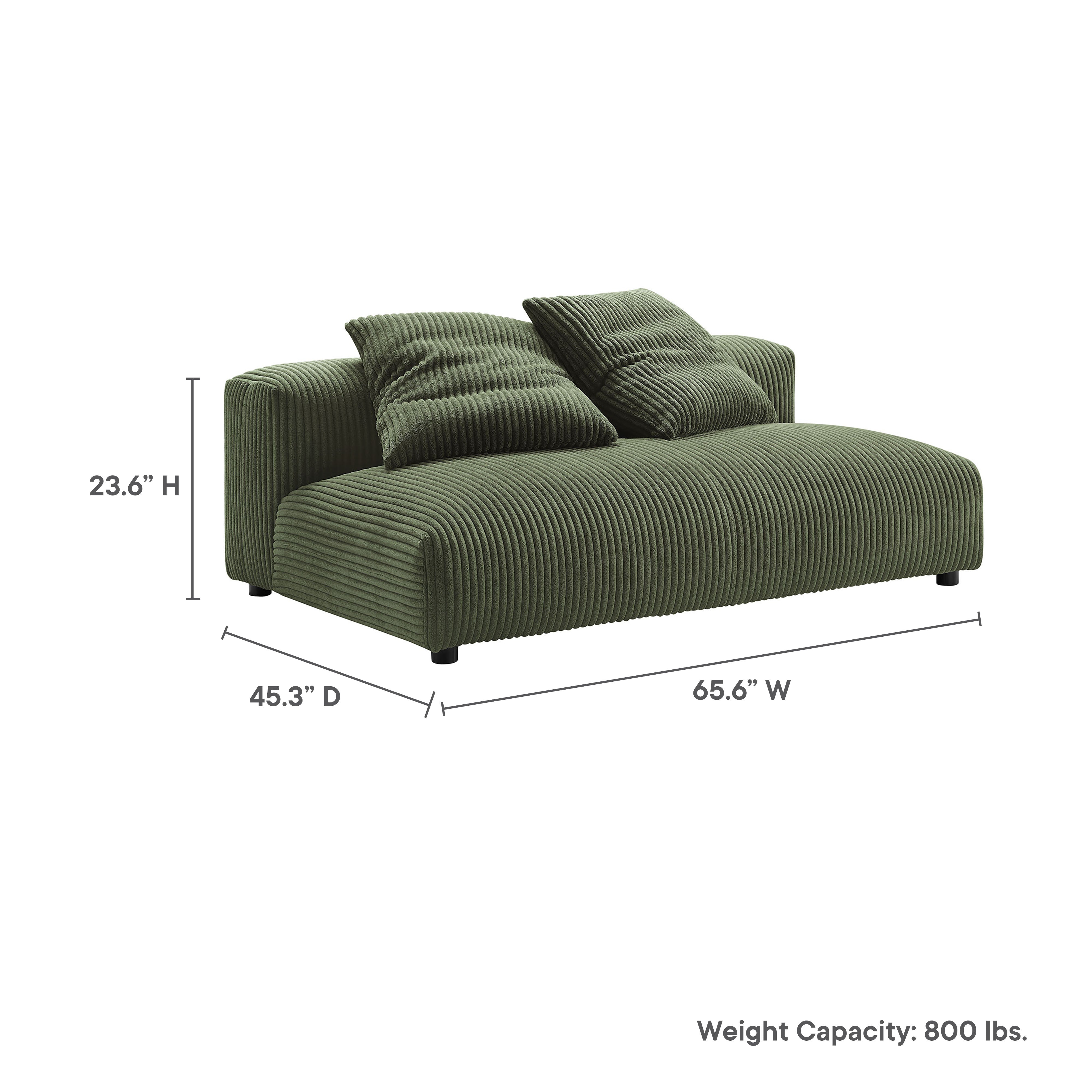Modway Solace Modular Corduroy Upholstered Armless Loveseat