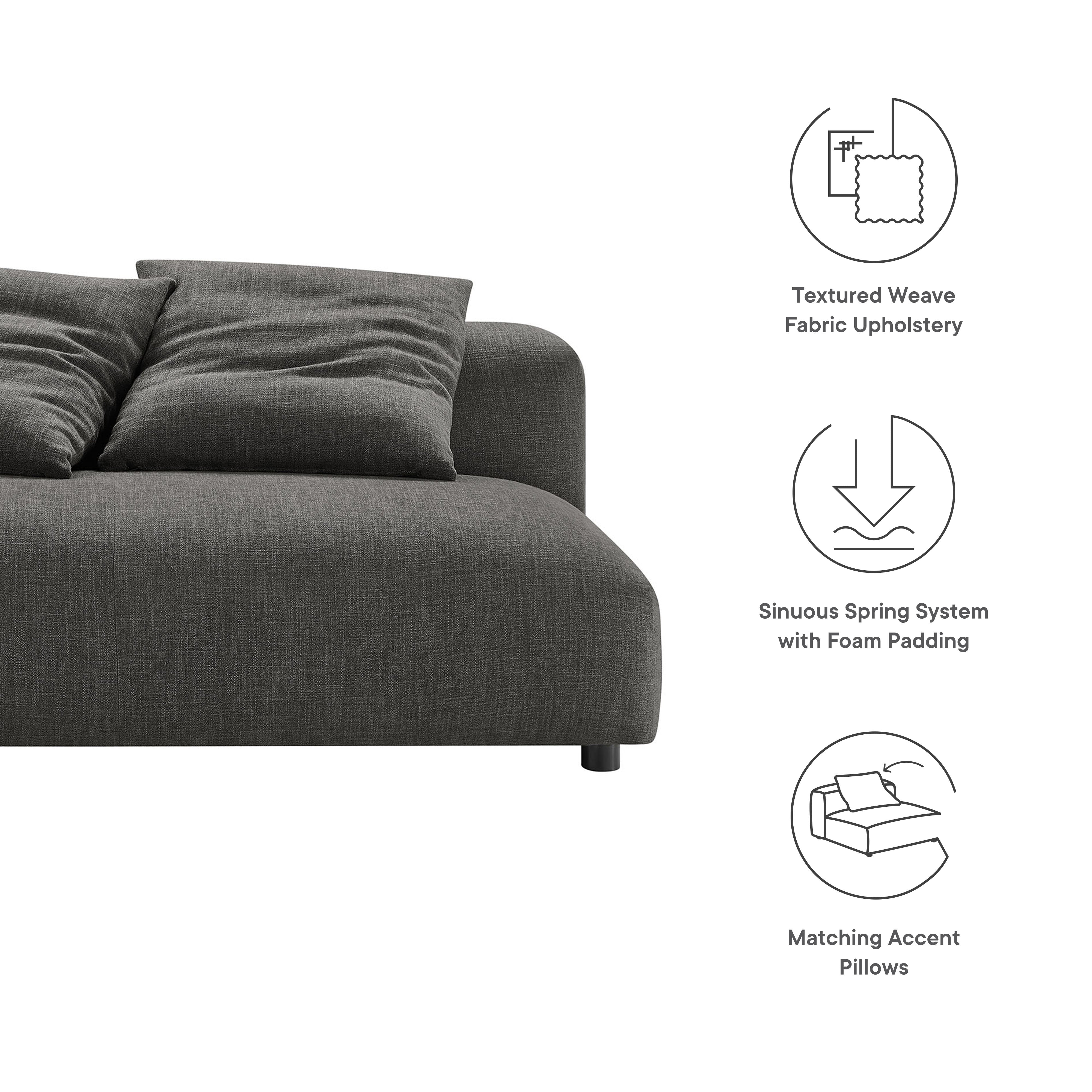Modway Solace Modular Upholstered Fabric Armless Loveseat