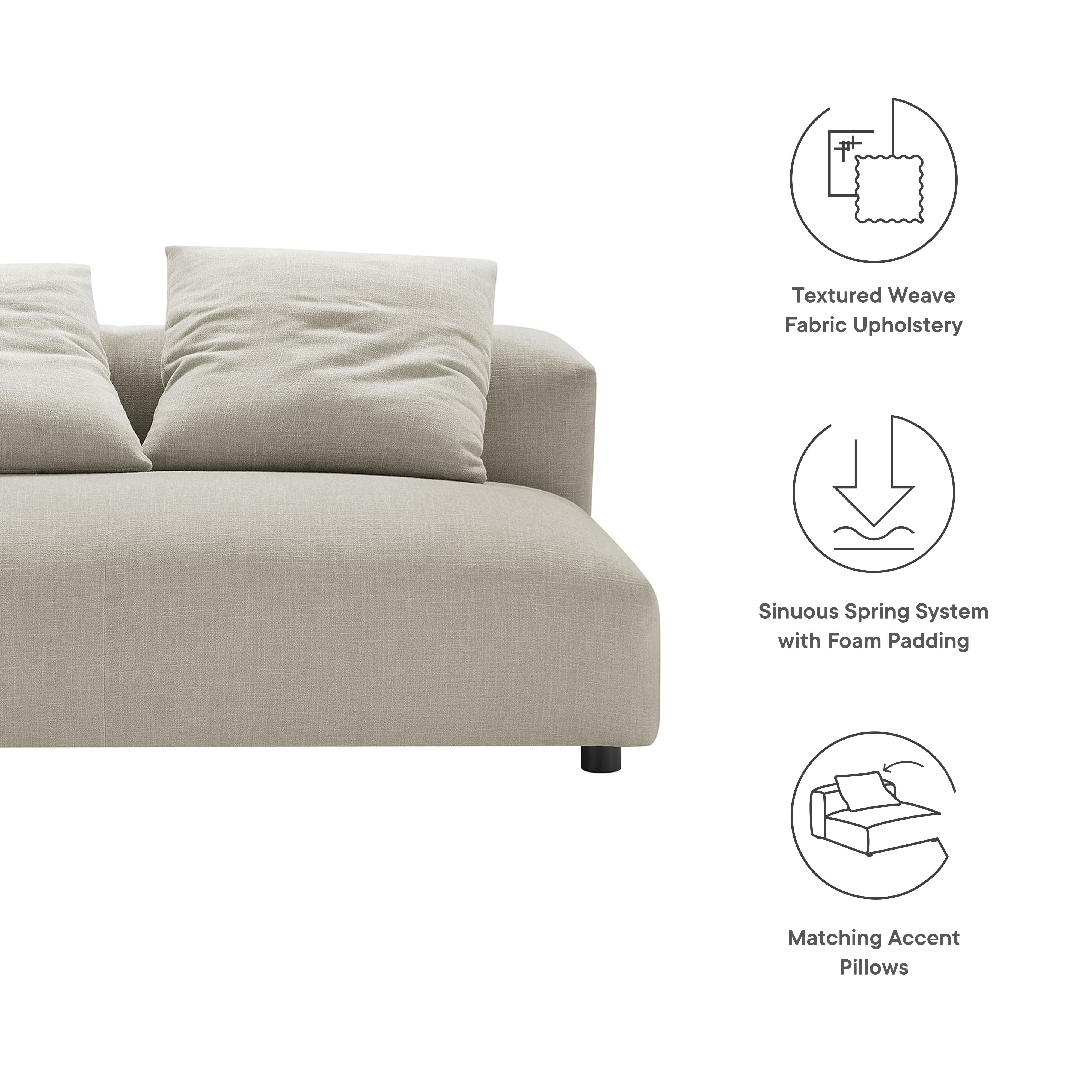 Modway Solace Modular Upholstered Fabric Armless Loveseat