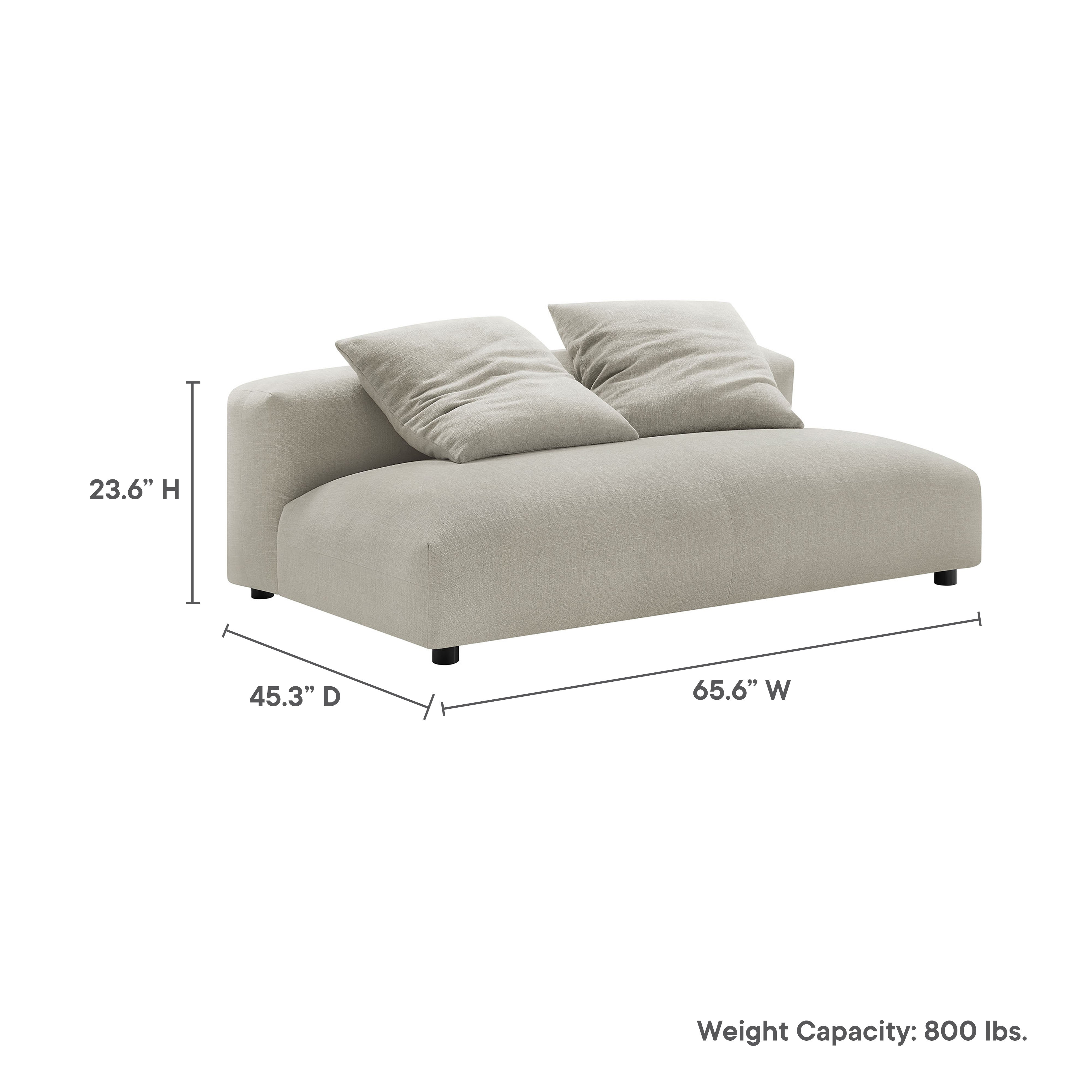 Modway Solace Modular Upholstered Fabric Armless Loveseat