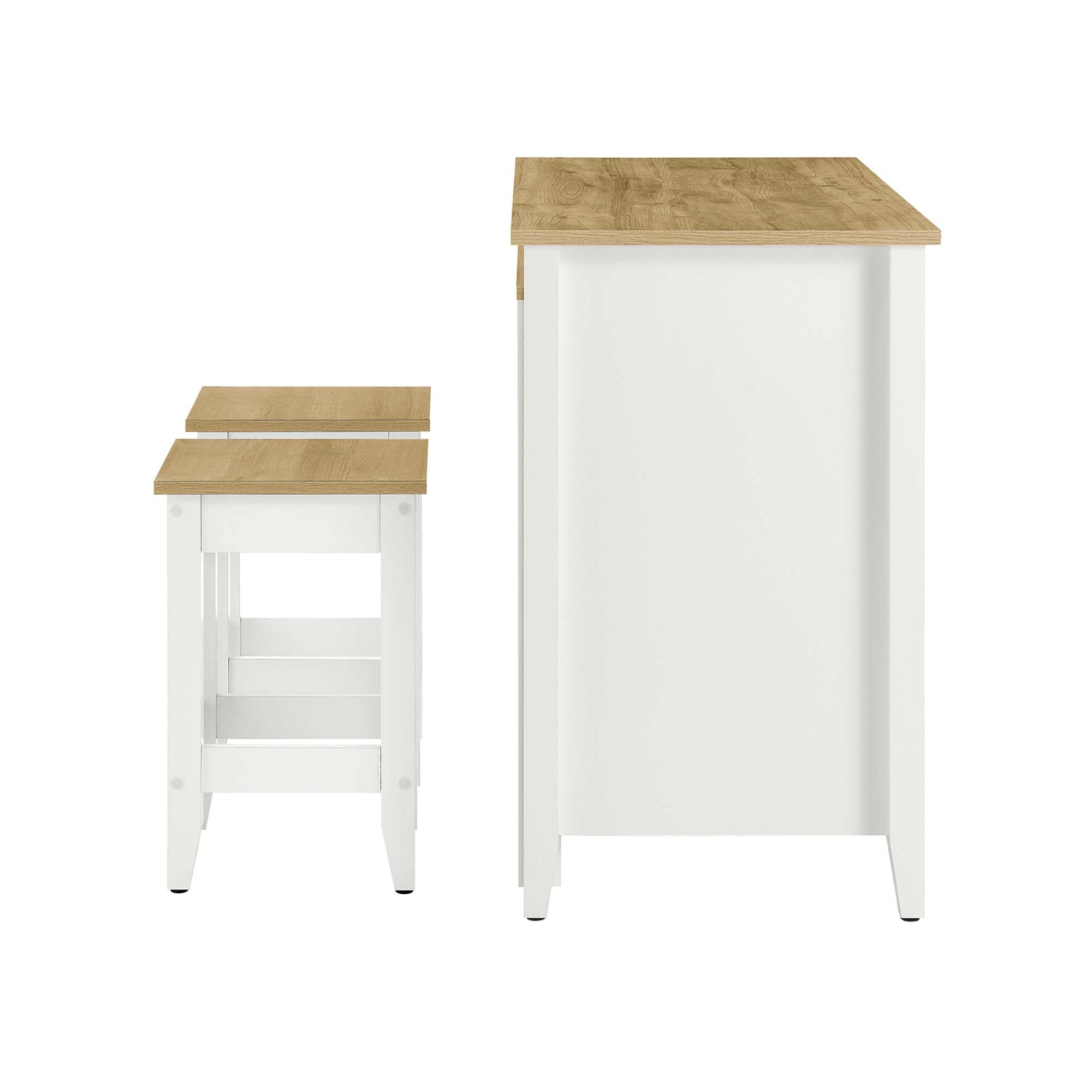 Modway Garland 3-Piece Kitchen Island and Stool Set
