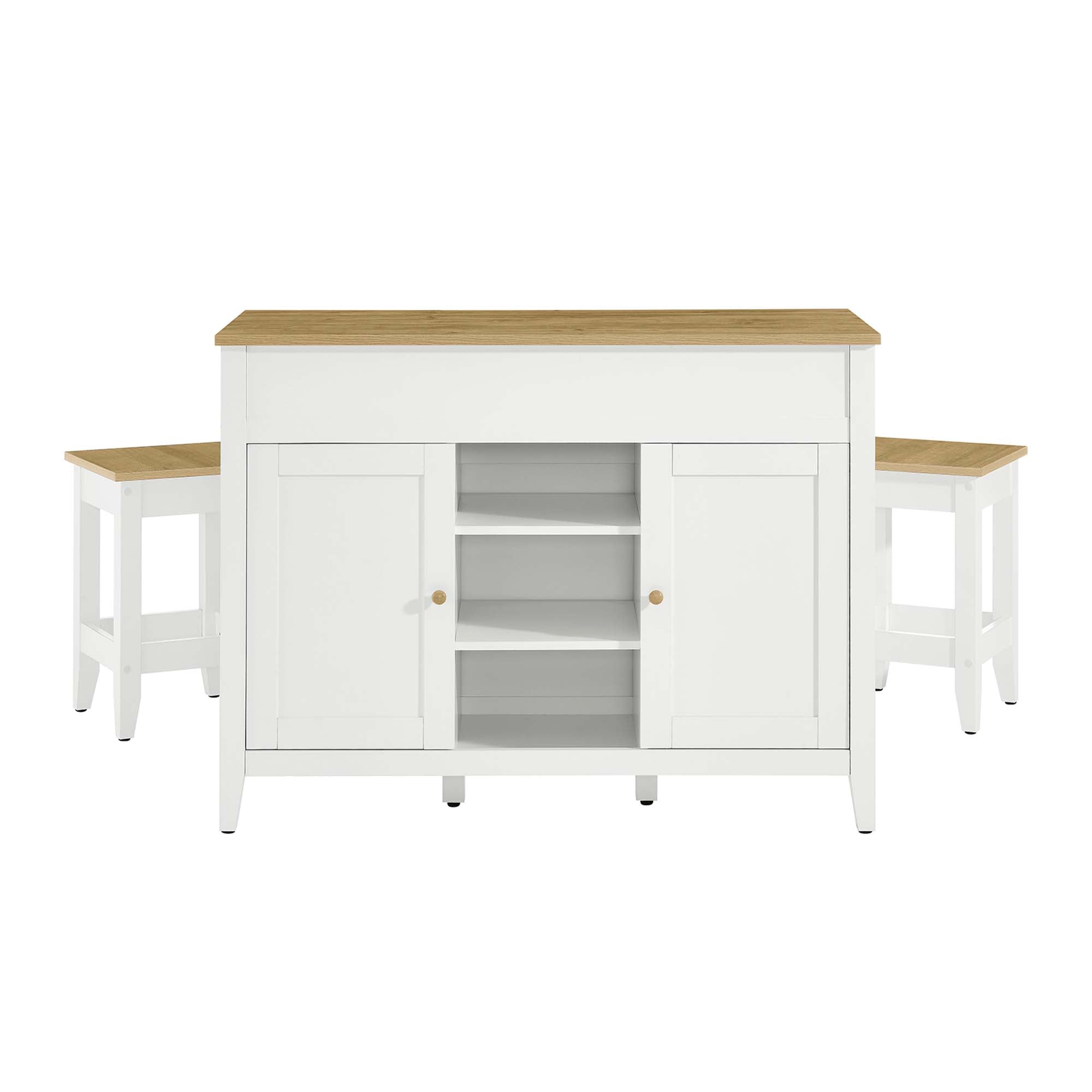 Modway Garland 3-Piece Kitchen Island and Stool Set