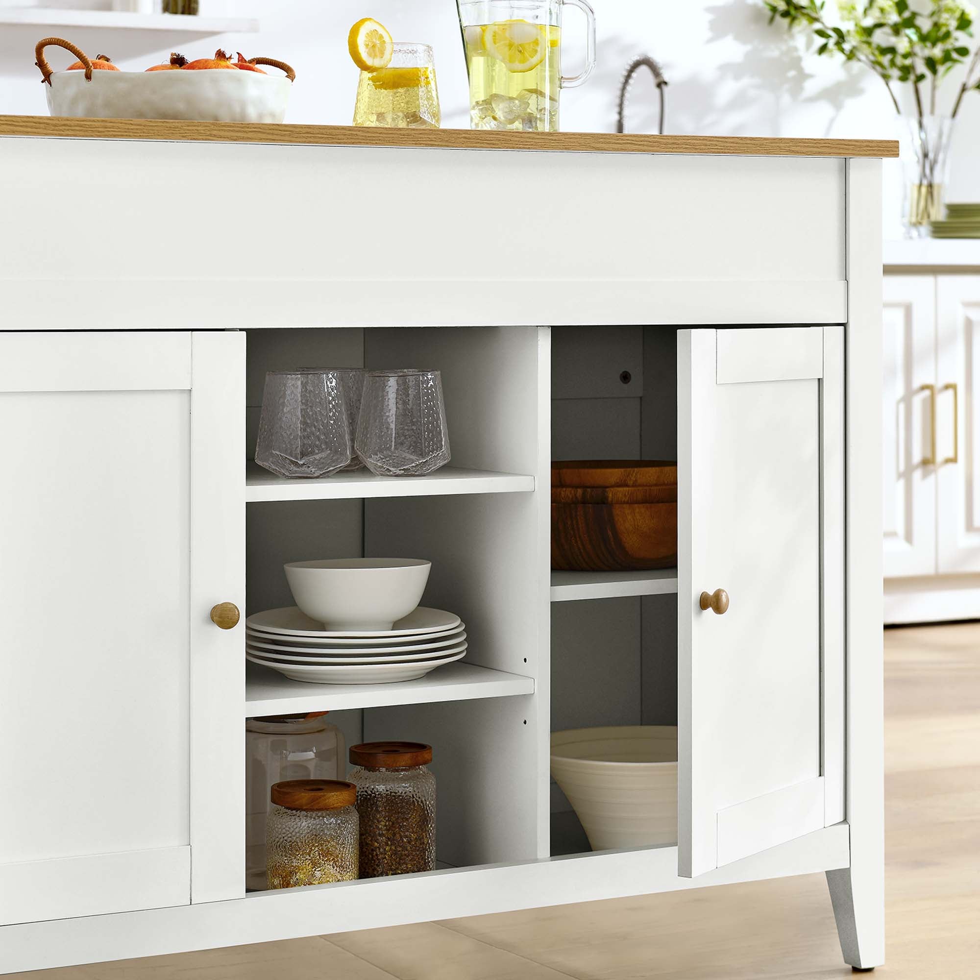 Modway Garland 3-Piece Kitchen Island and Stool Set