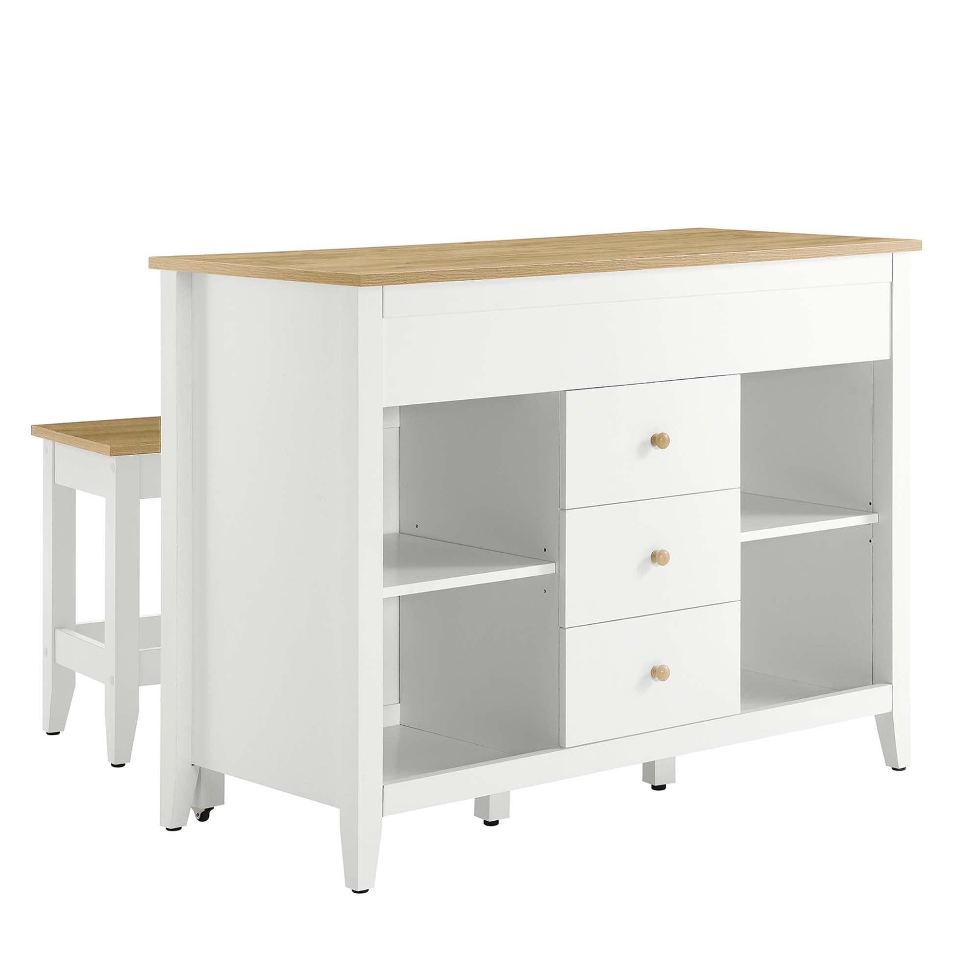 Modway Farmstead 3-Piece Kitchen Island and Stool Set