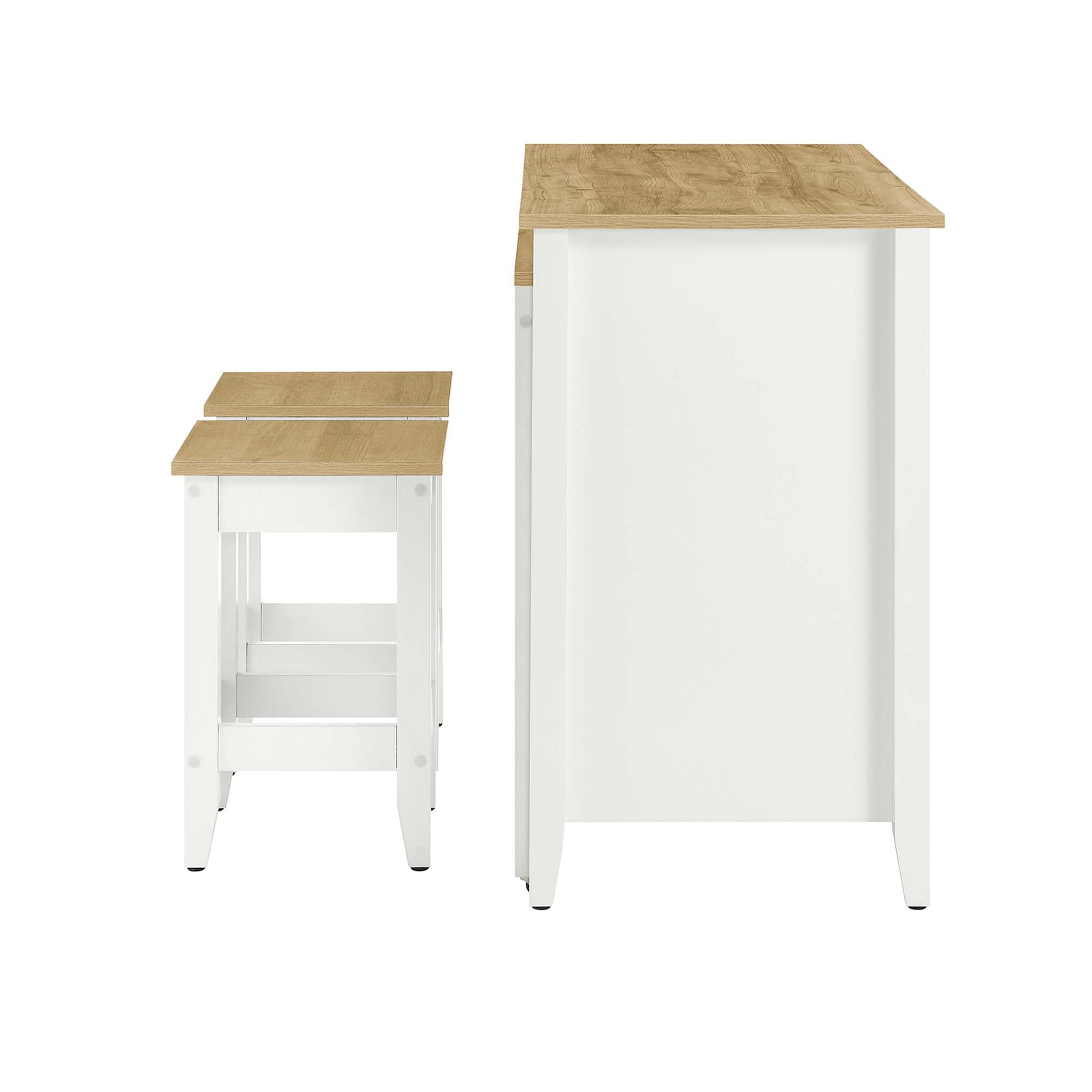 Modway Farmstead 3-Piece Kitchen Island and Stool Set