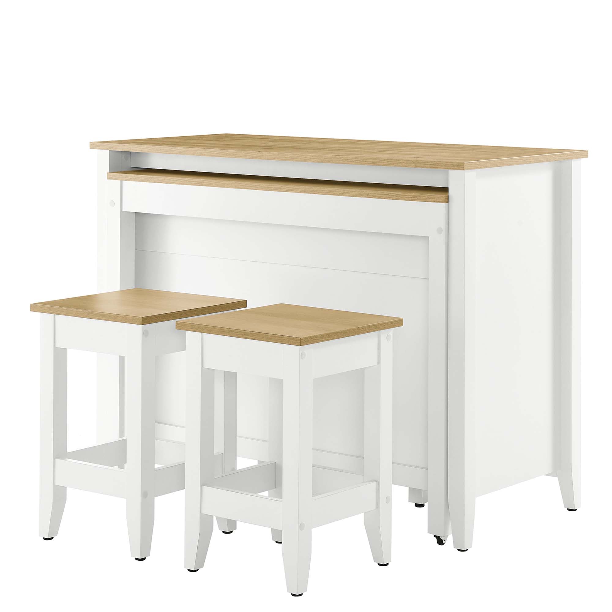 Modway Farmstead 3-Piece Kitchen Island and Stool Set