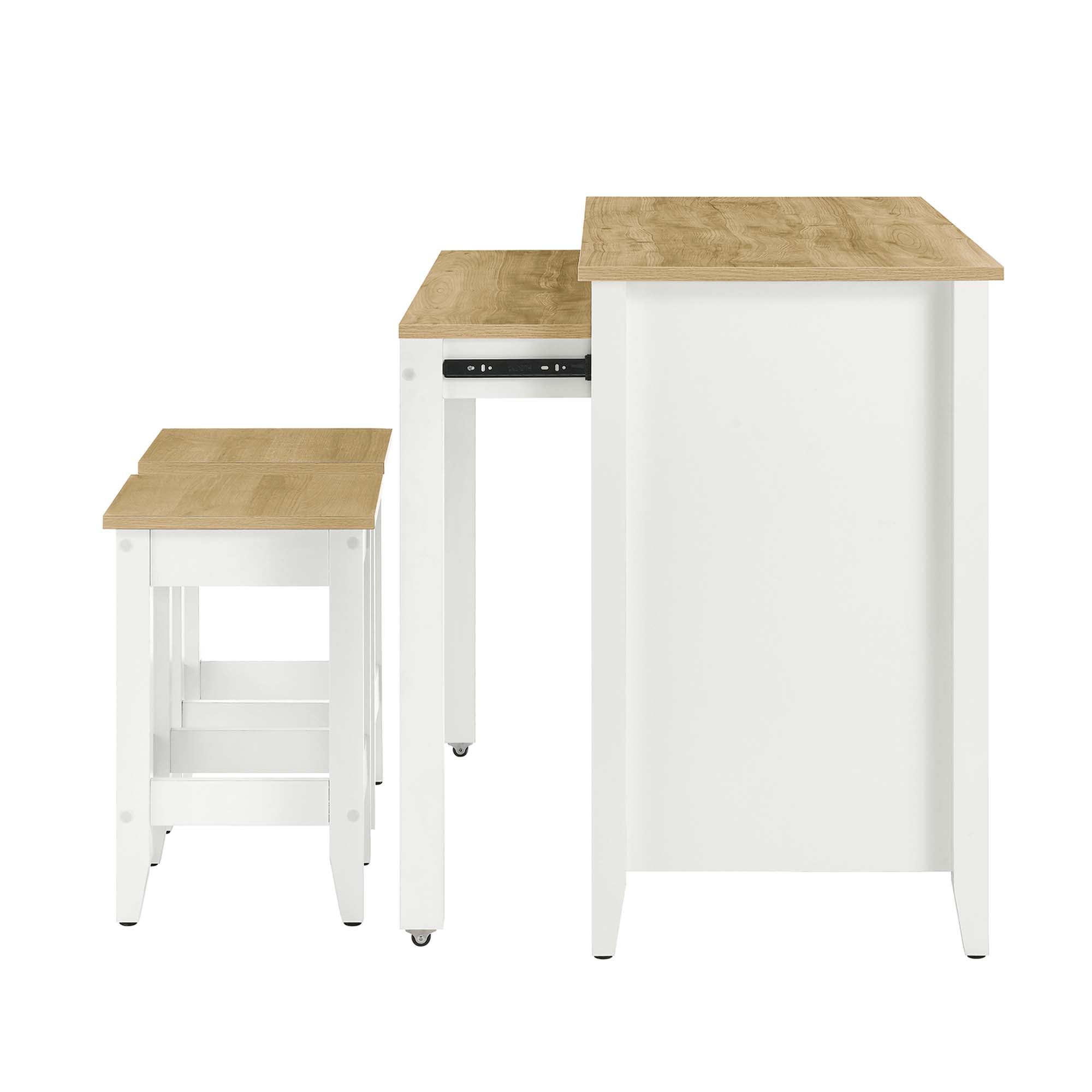 Modway Farmstead 3-Piece Kitchen Island and Stool Set