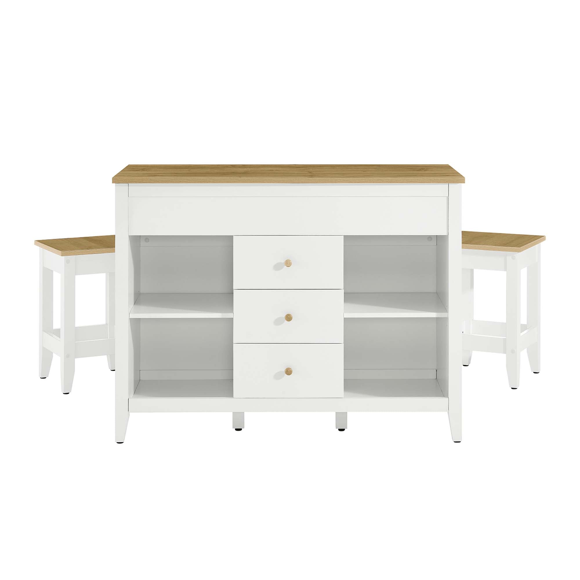 Modway Farmstead 3-Piece Kitchen Island and Stool Set