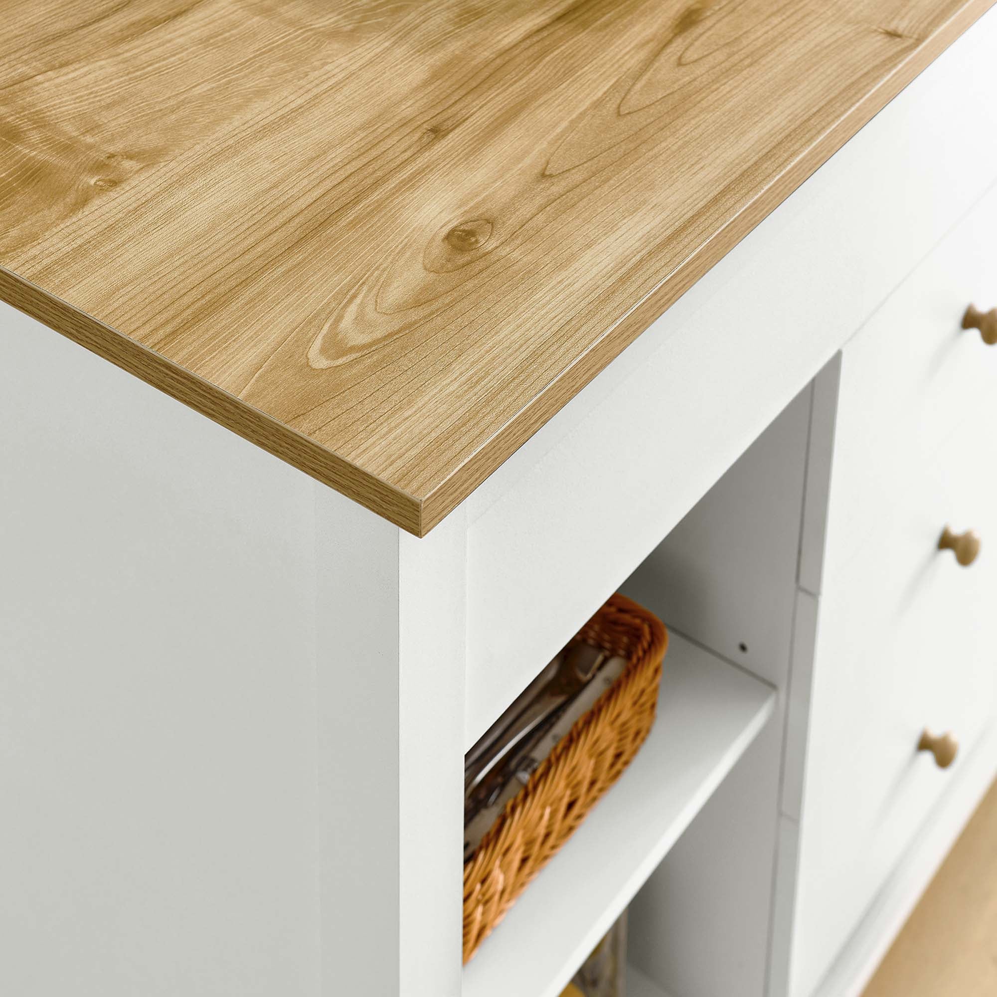 Modway Farmstead 3-Piece Kitchen Island and Stool Set