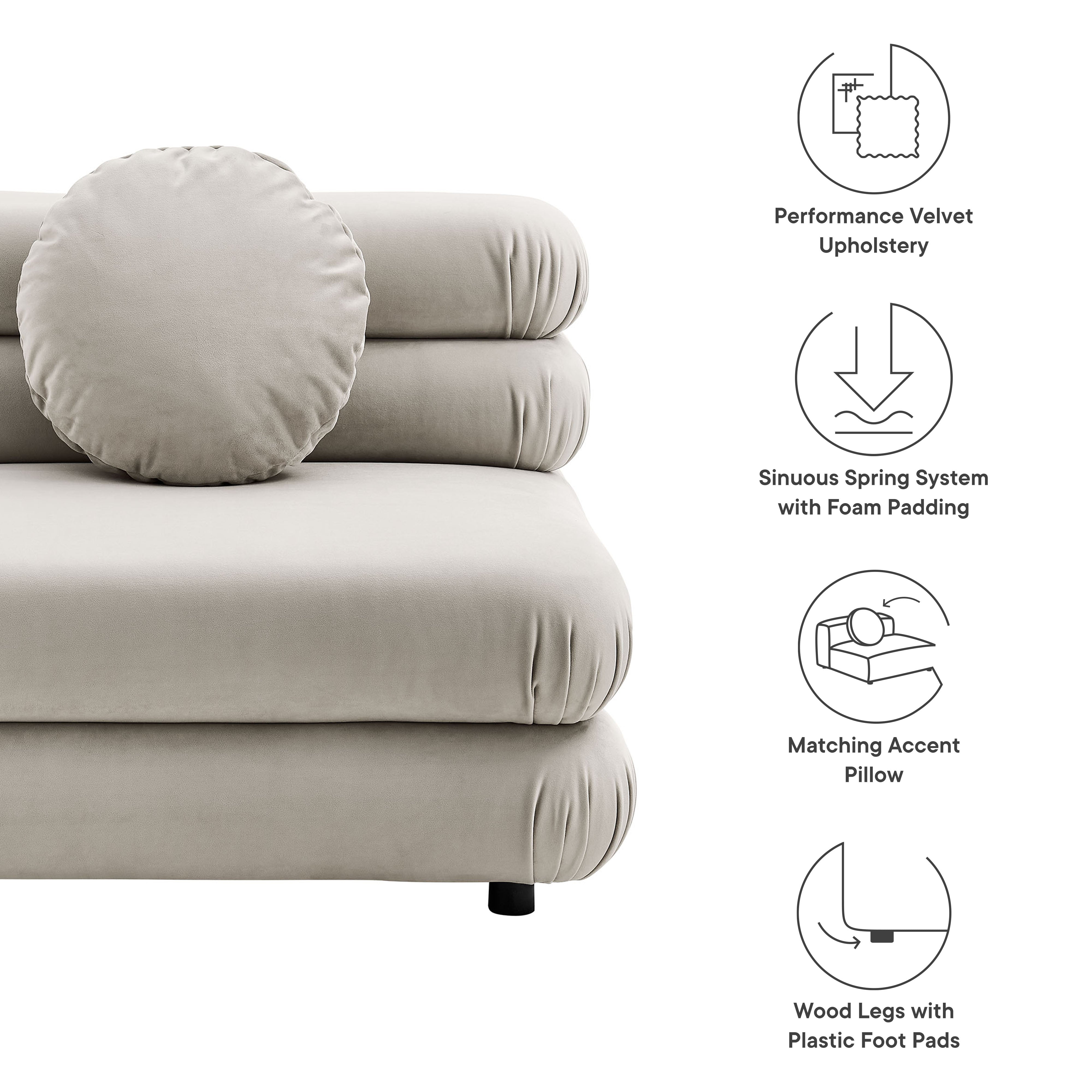 Modway Jubilee Modular Performance Velvet Armless Chair