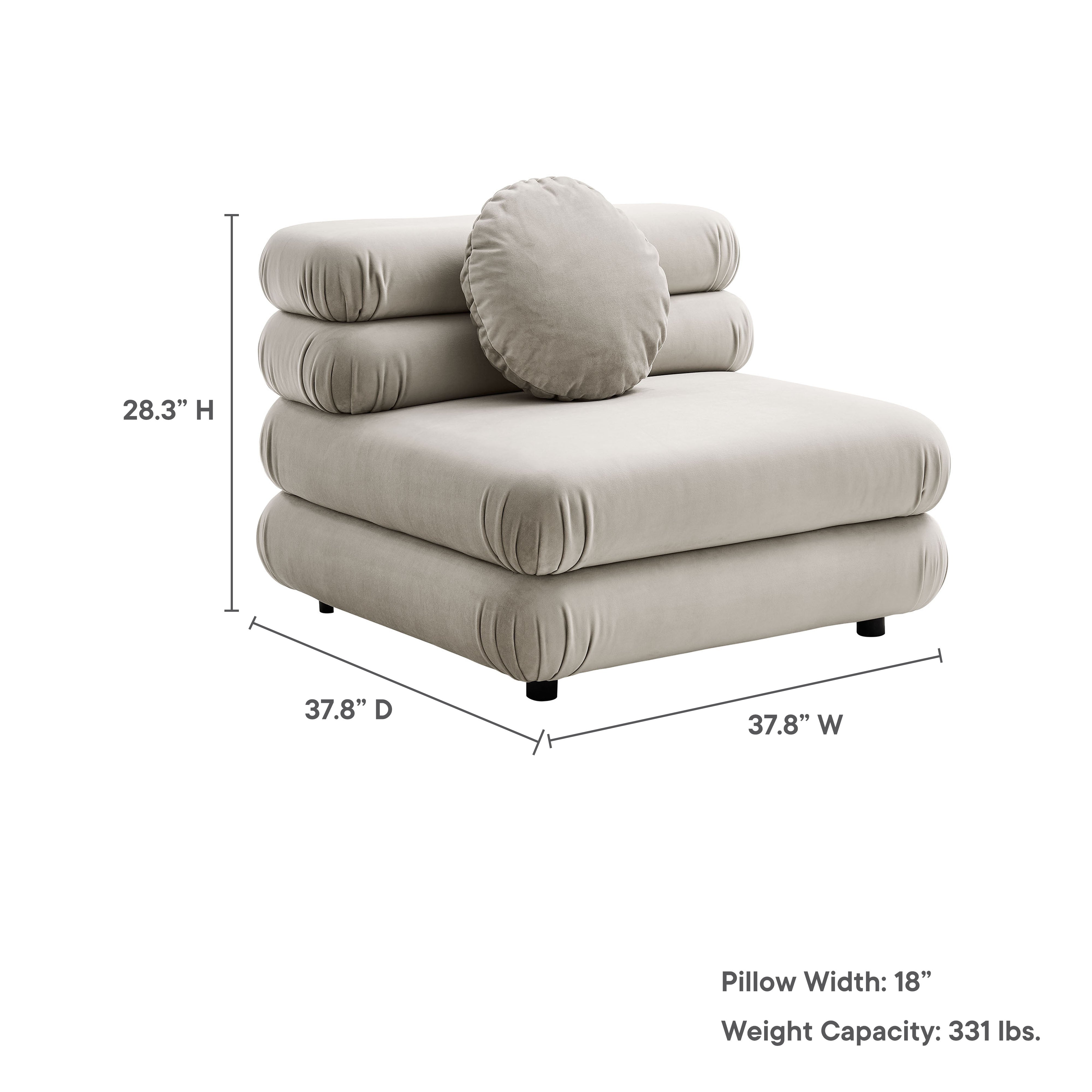 Modway Jubilee Modular Performance Velvet Armless Chair