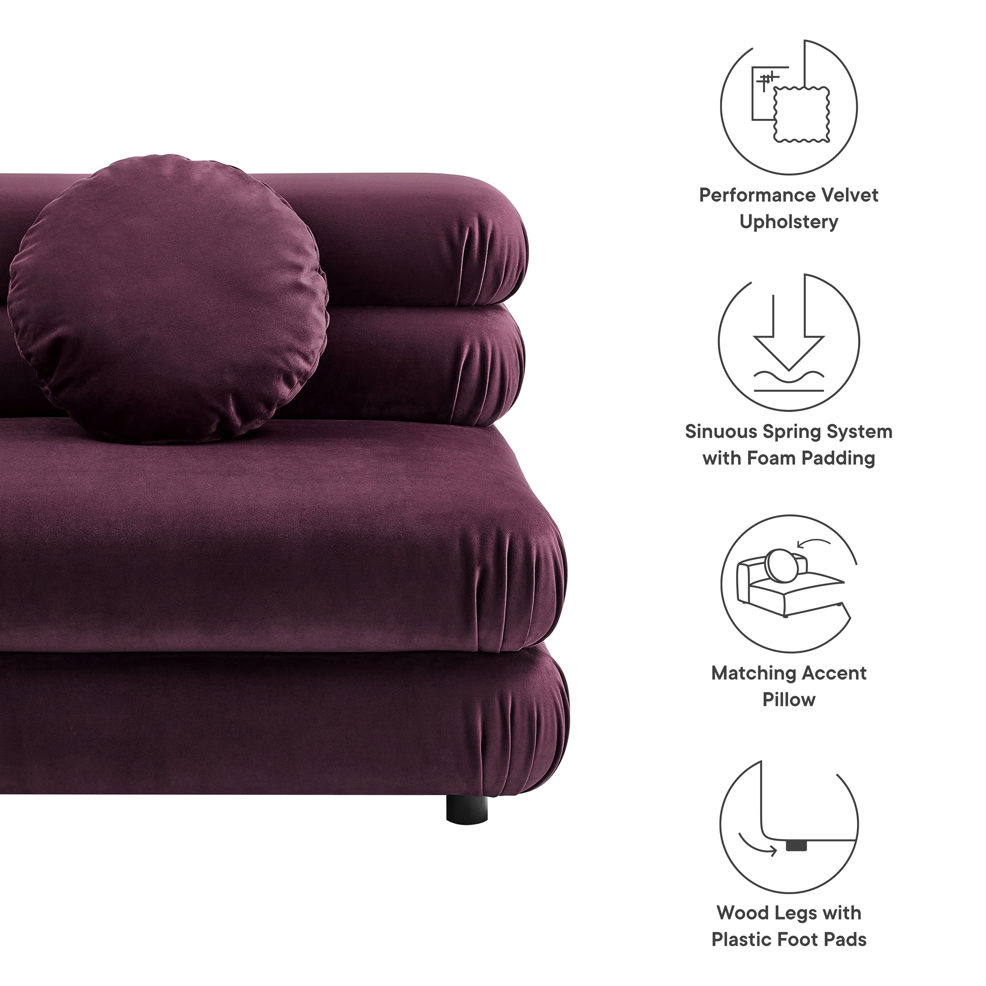 Modway Jubilee Modular Performance Velvet Armless Chair